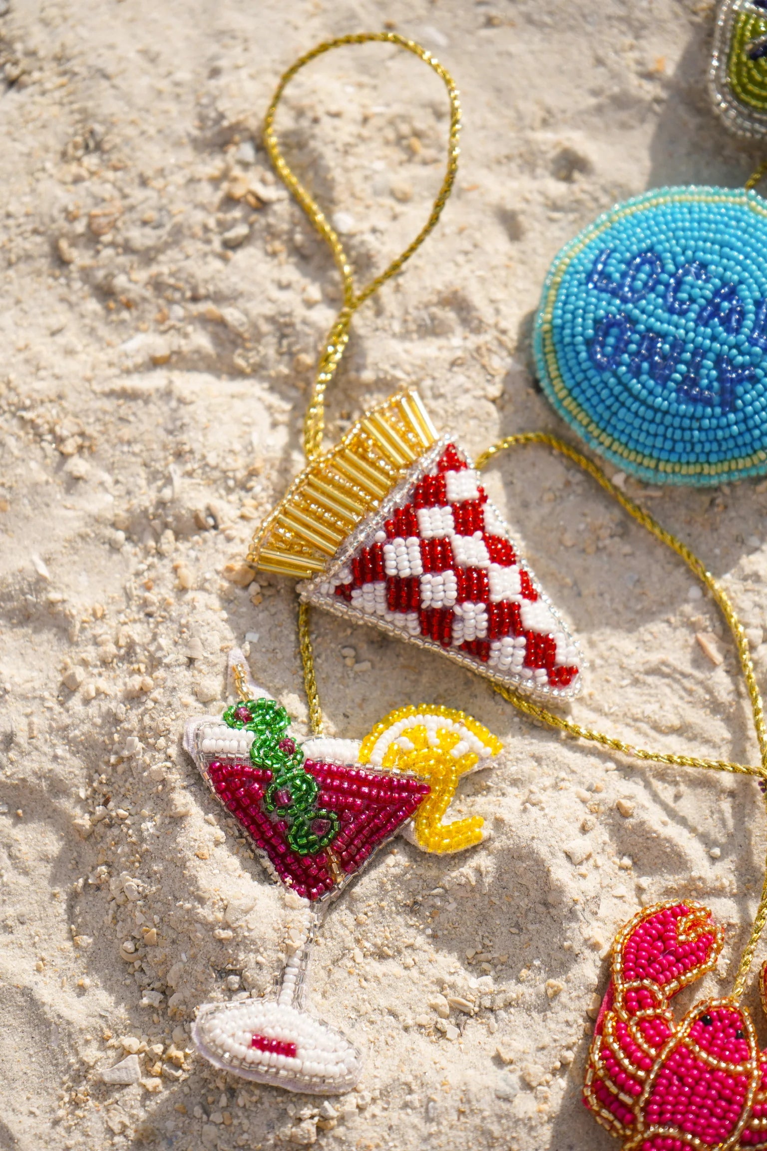 Martini + French Fries Beaded Bag Charm