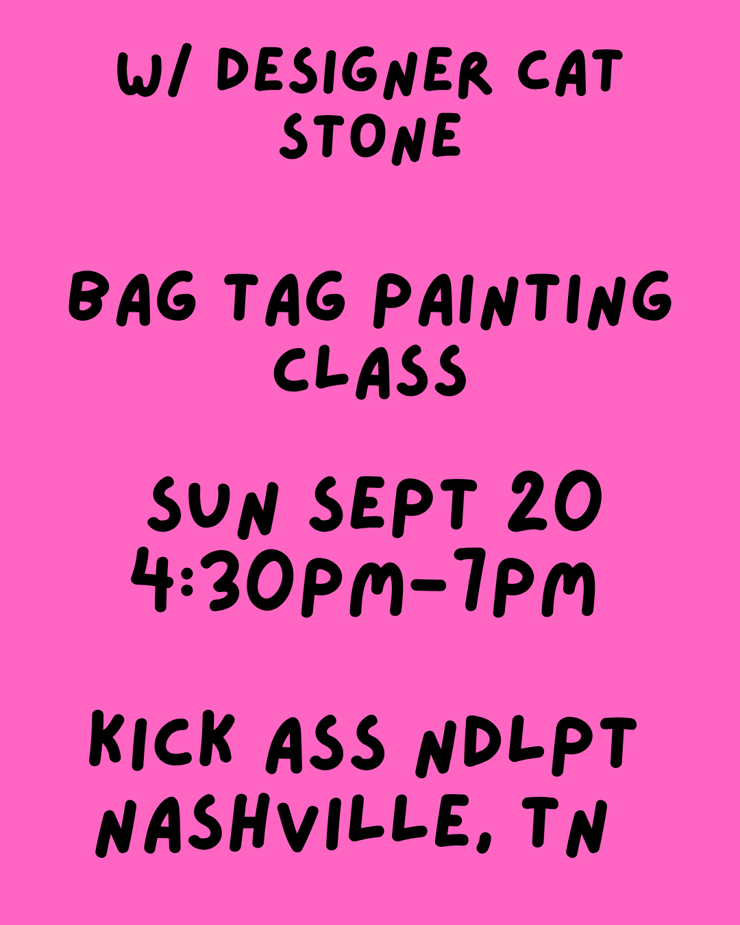 09/20 4:30pm BAG TAG Needlepoint Canvas PAINTING Class NASHVILLE, TN