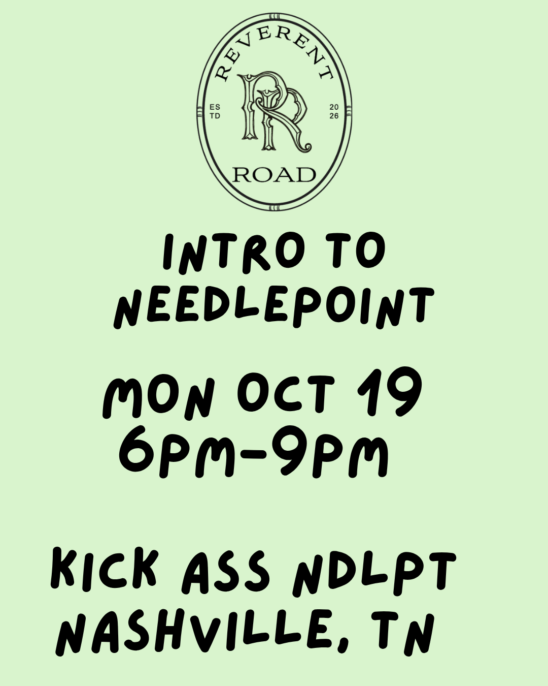 10/19 6pm Needlepoint 101 Class NASHVILLE, TN