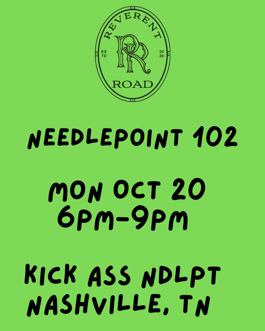 10/20 6pm Needlepoint 102 Class NASHVILLE, TN