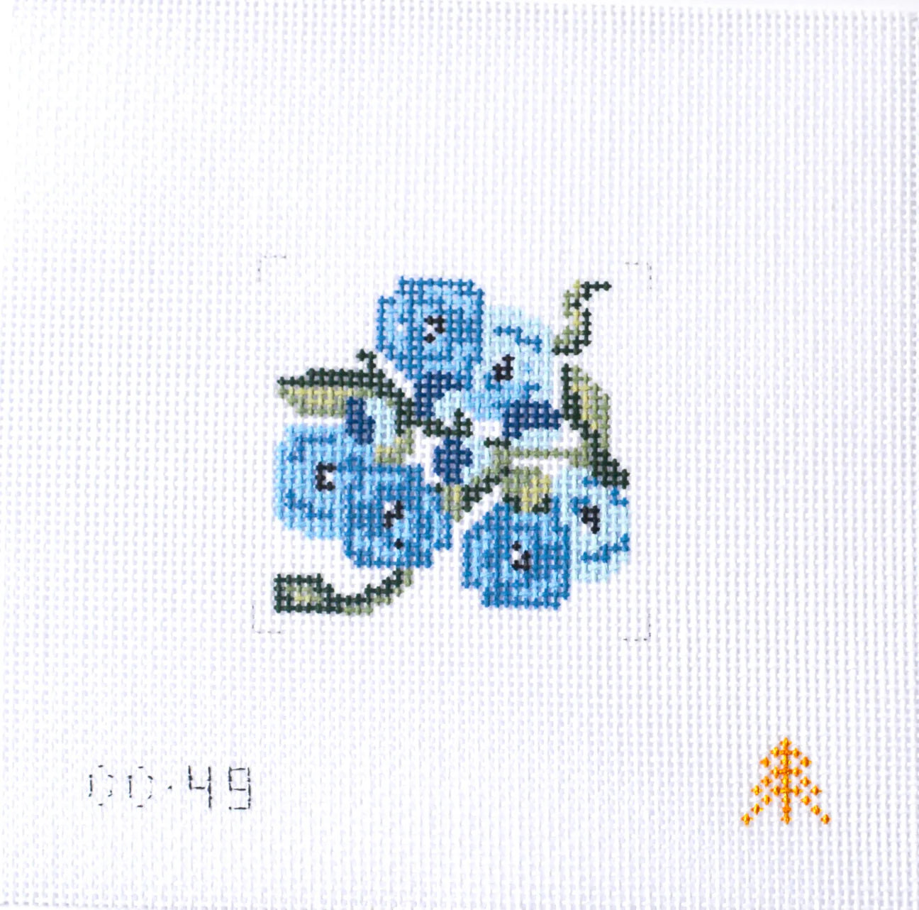 Blue Flowers on White Canvas