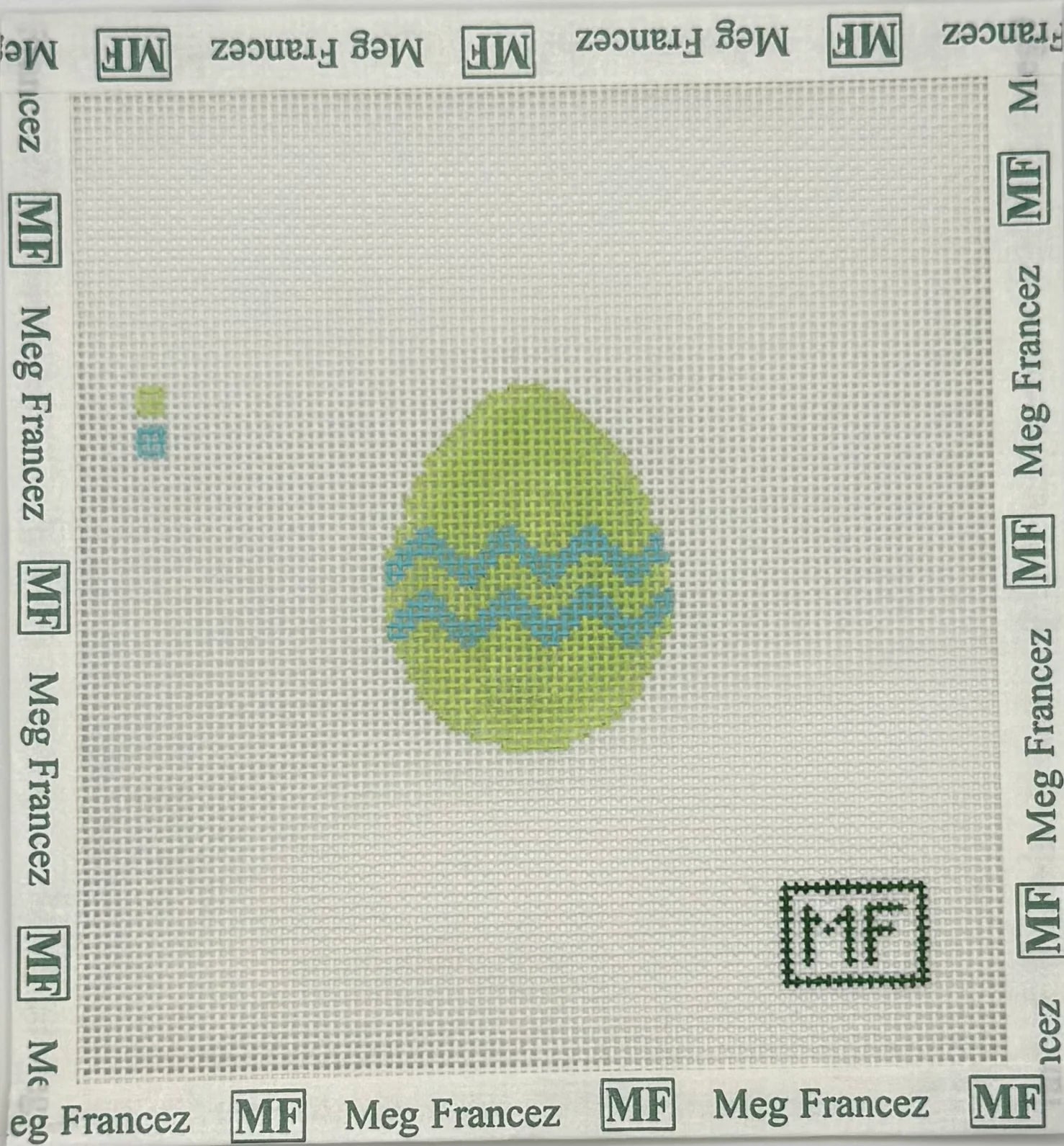 Green with Blue Squiggle Egg Mini Canvas