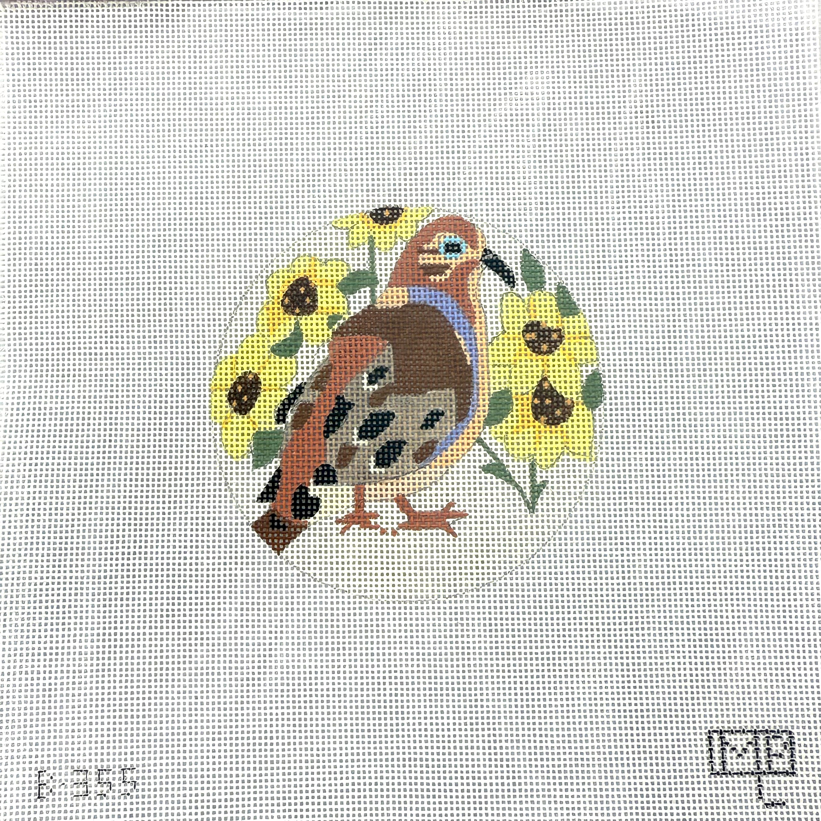 Bird with Yellow Flowers Canvas