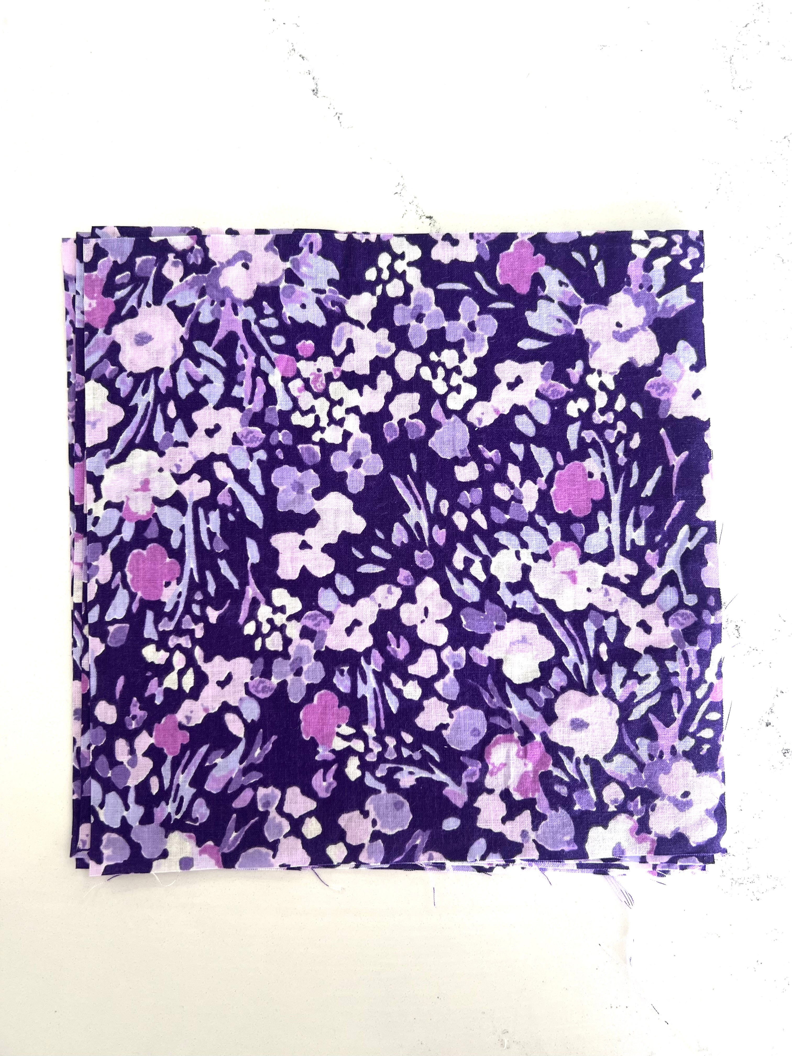 Purple Floral Print 8x8 Fabric Square