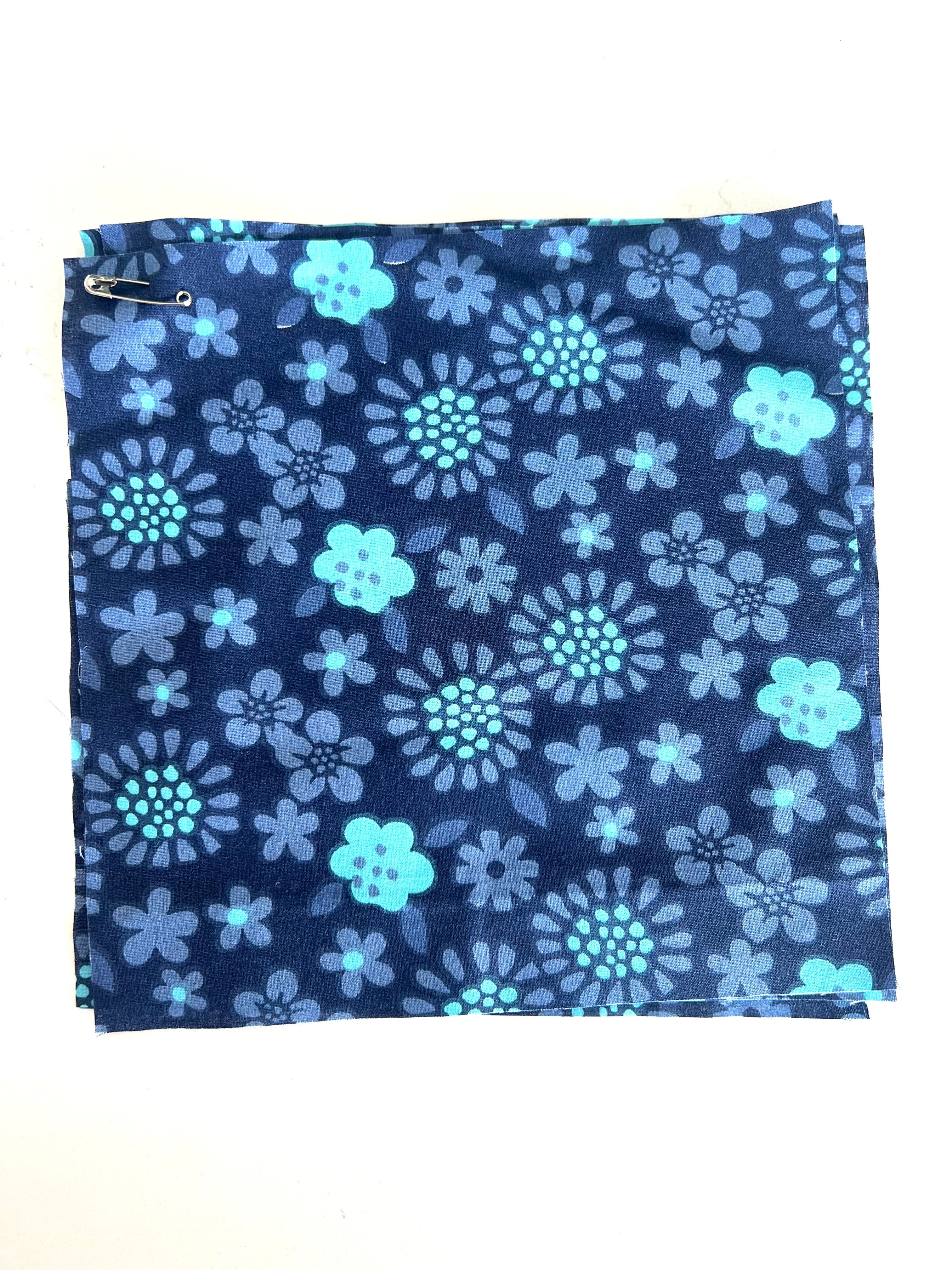 Emily Blue + Teal Floral Print 8x8" Fabric Swatch