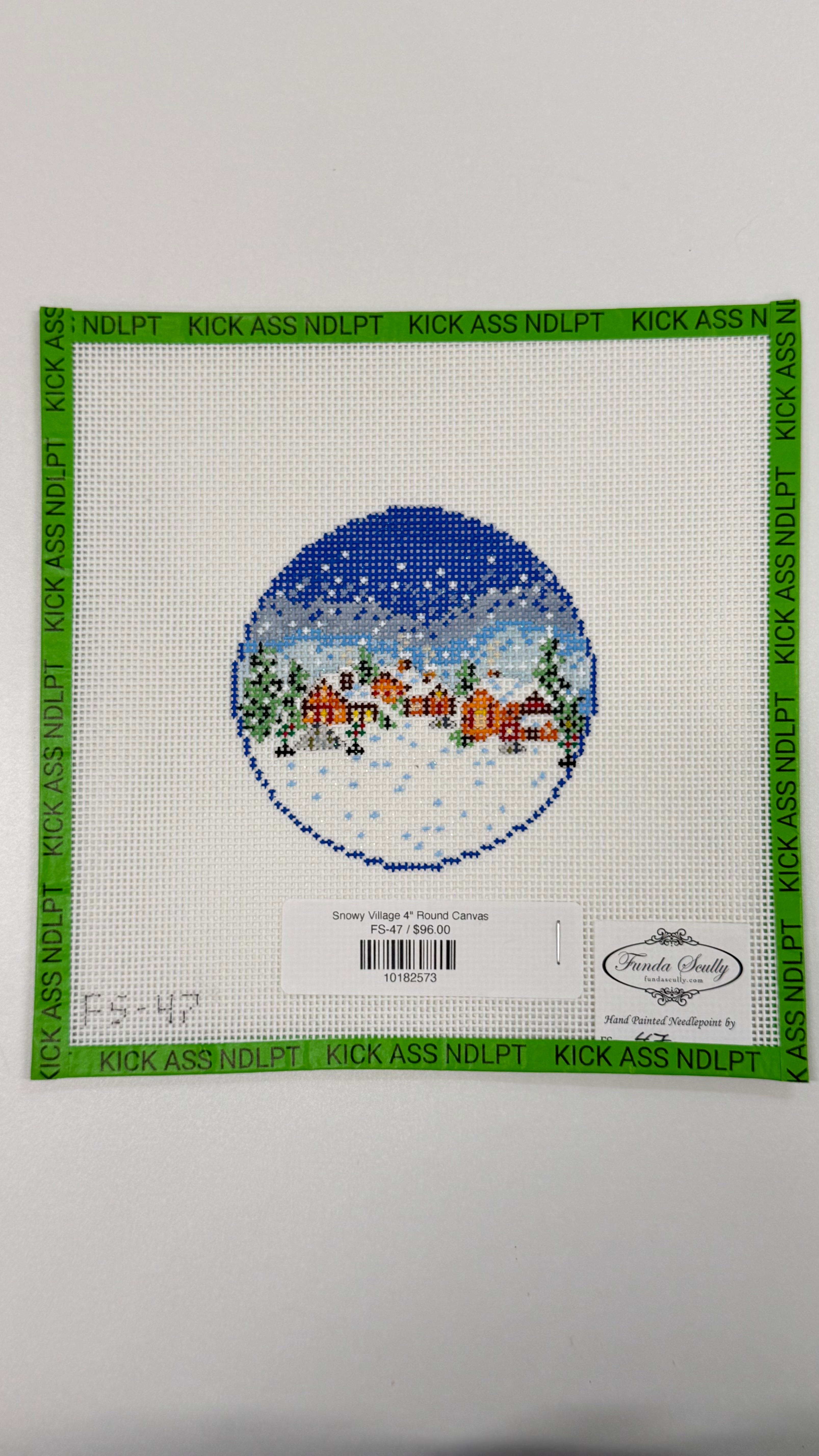Snowy Village 4" Round Canvas