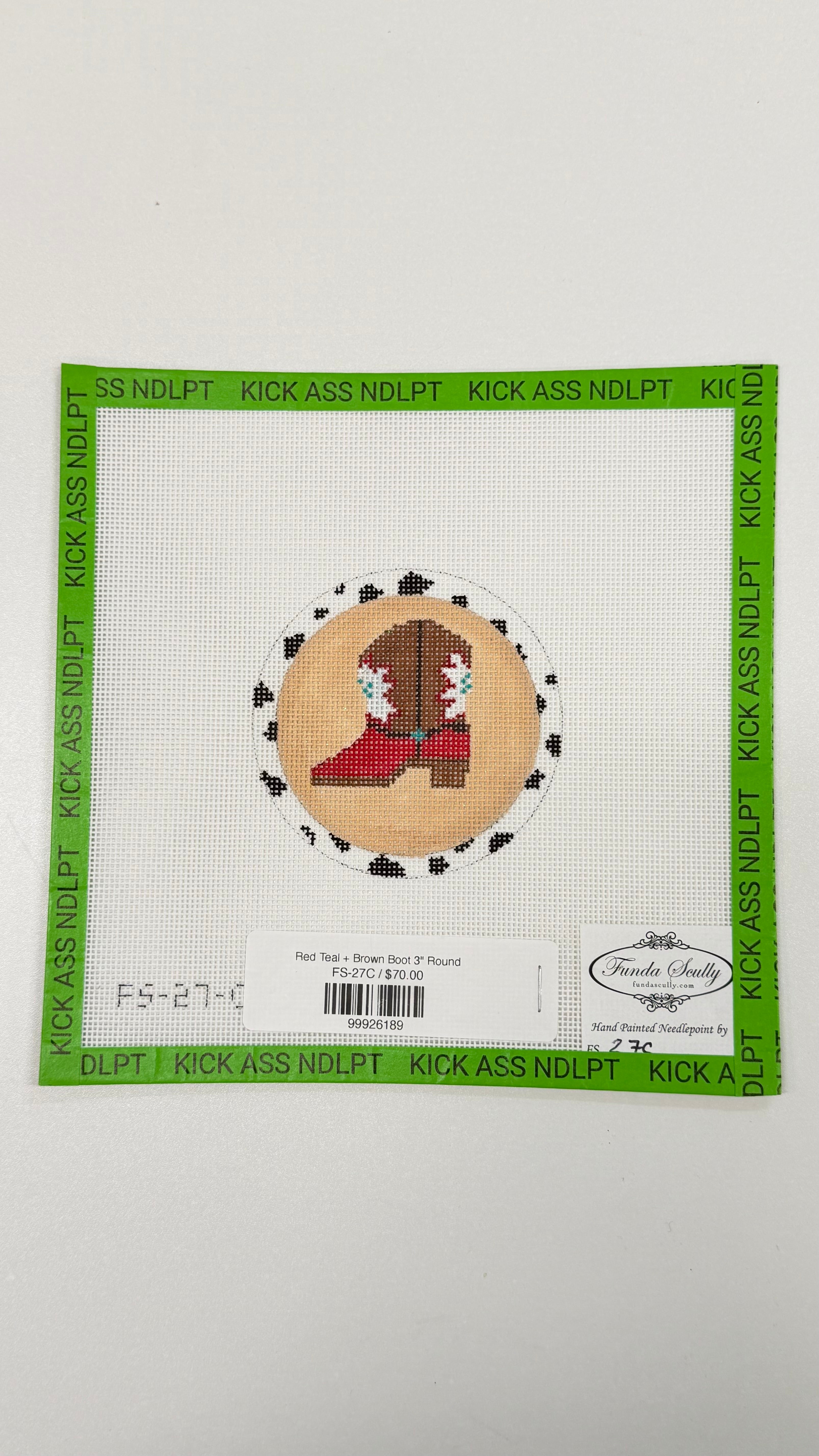 Red Teal + Brown Boot 3" Round