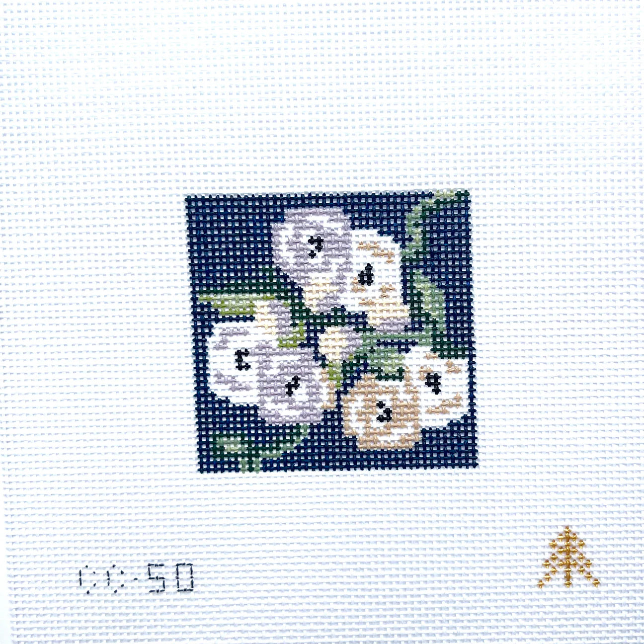 White Flowers on Blue Canvas