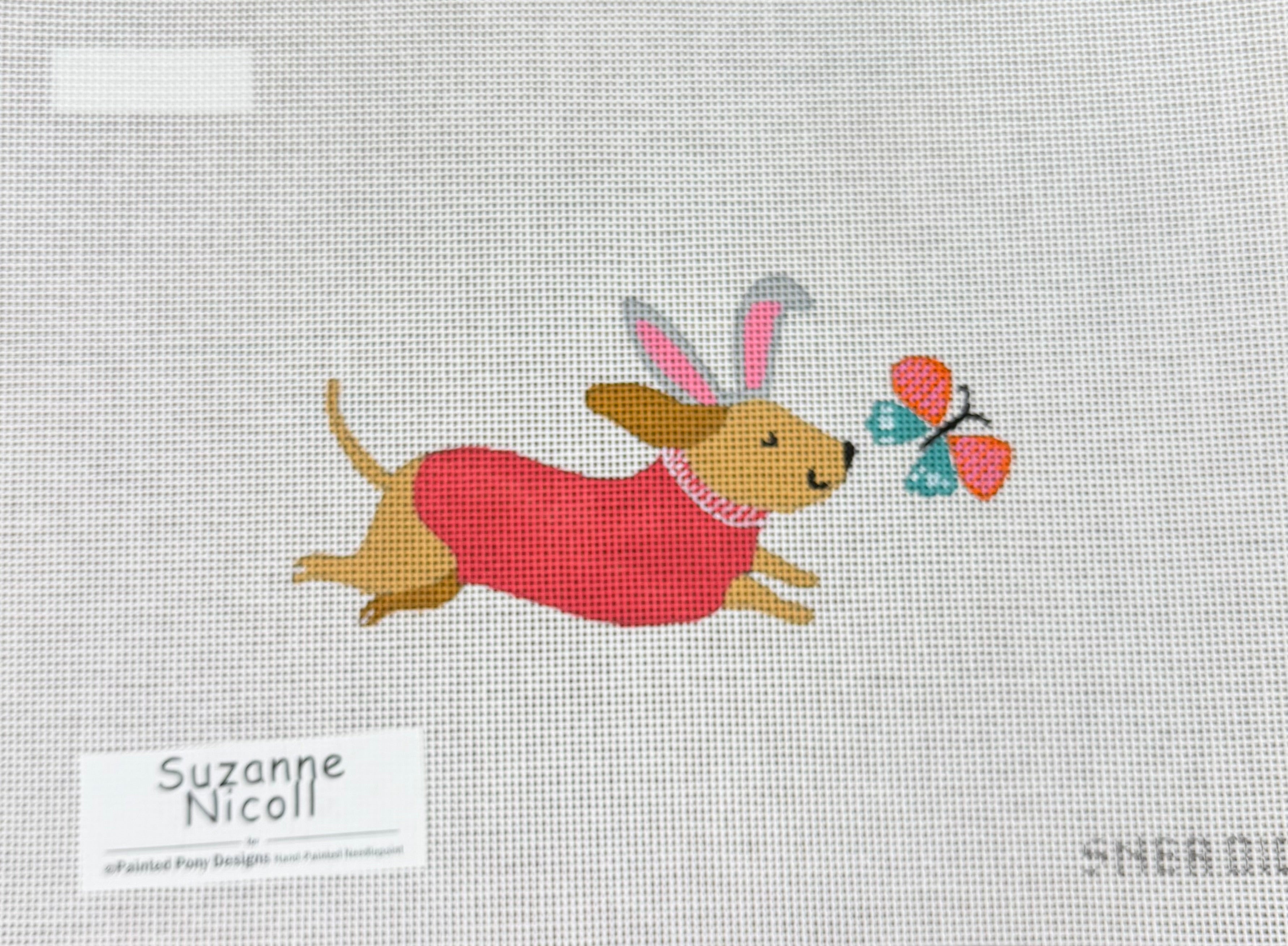 Easter Dog Chasing Butterfly Canvas