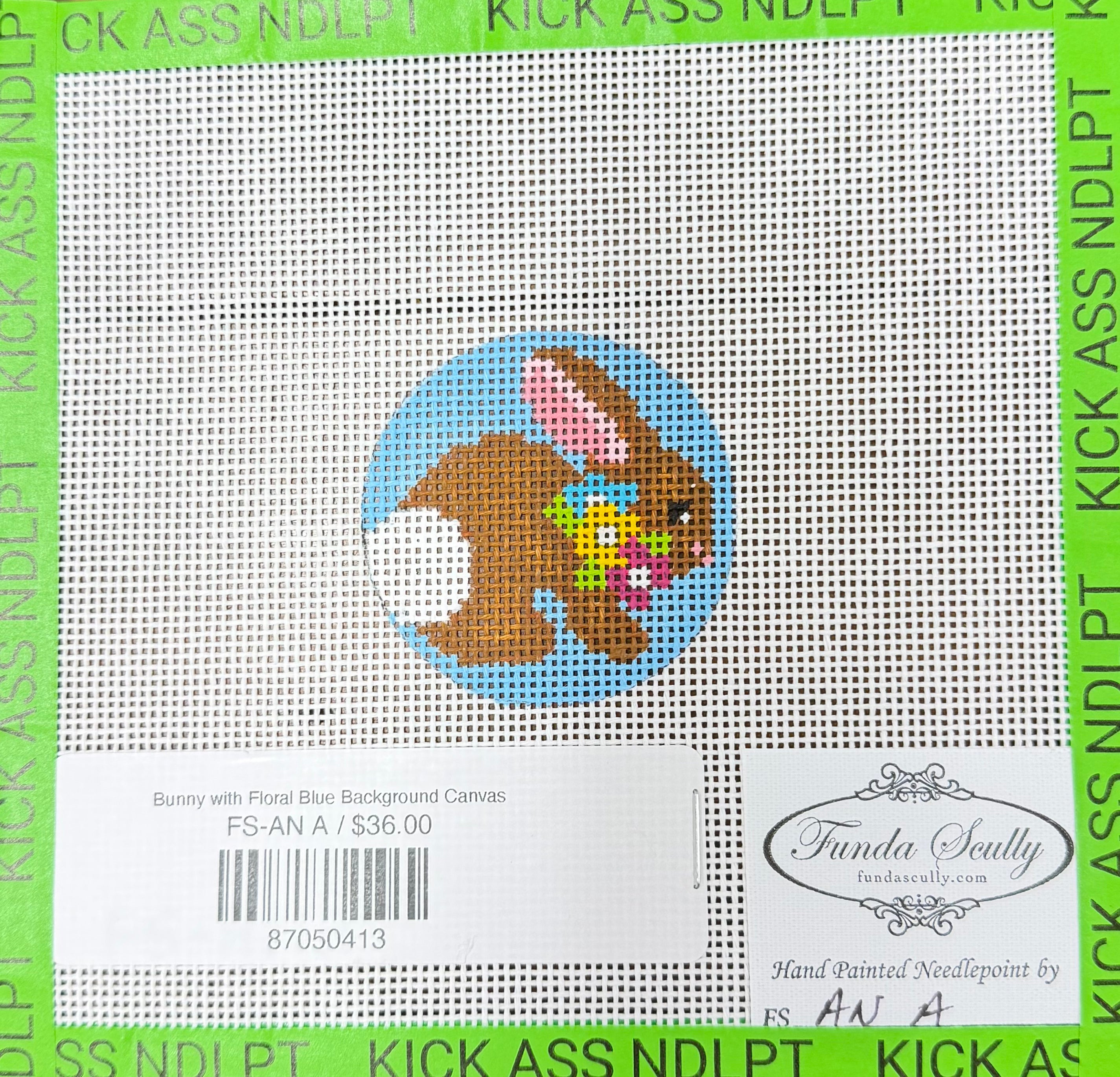 Bunny with Floral Blue Background Canvas