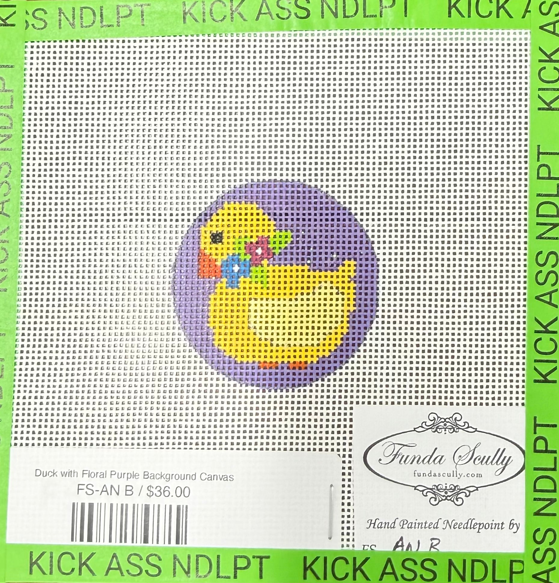 Duck with Floral Purple Background Canvas