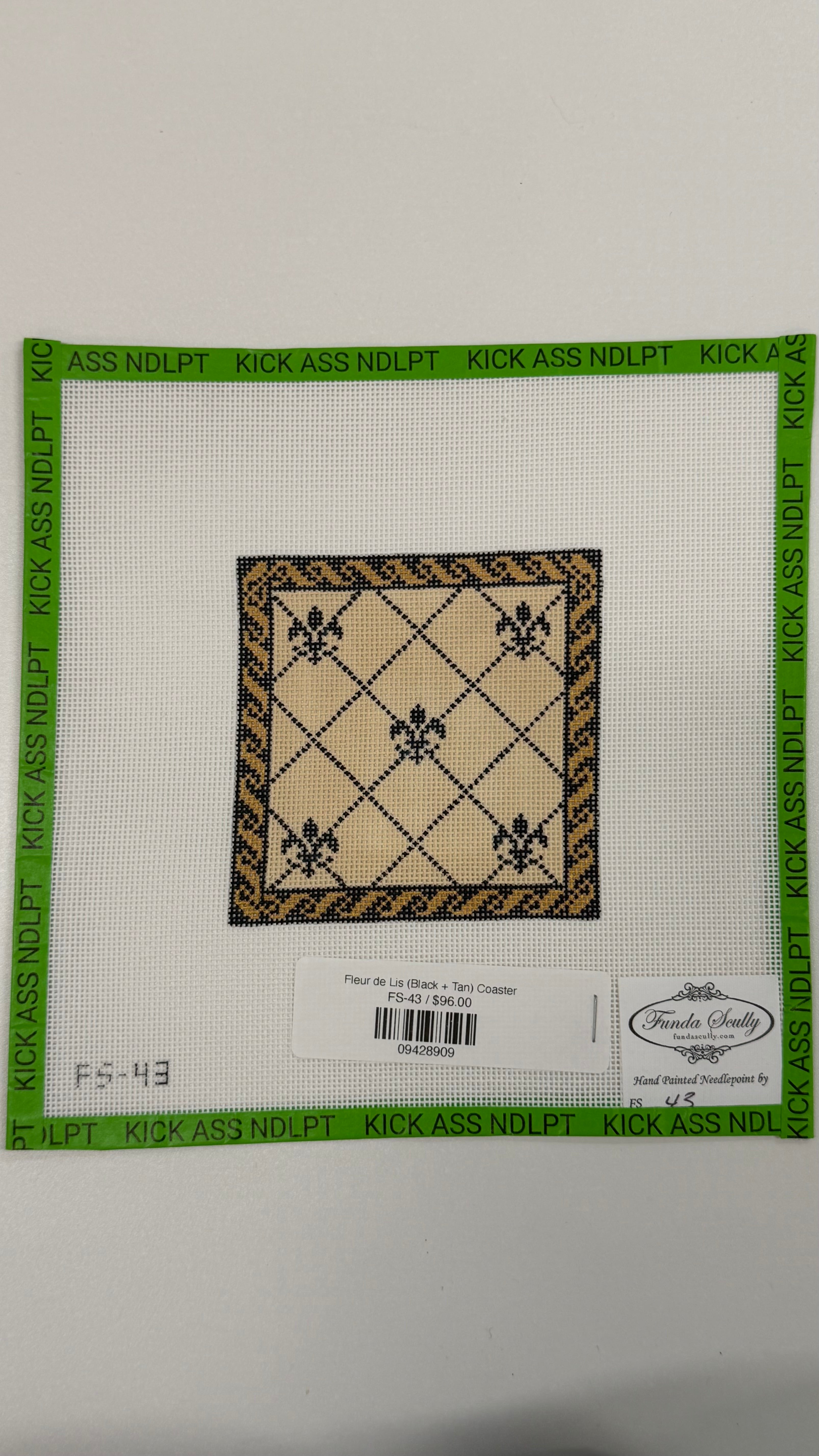 Fleur de Lis (Black + Tan) Coaster