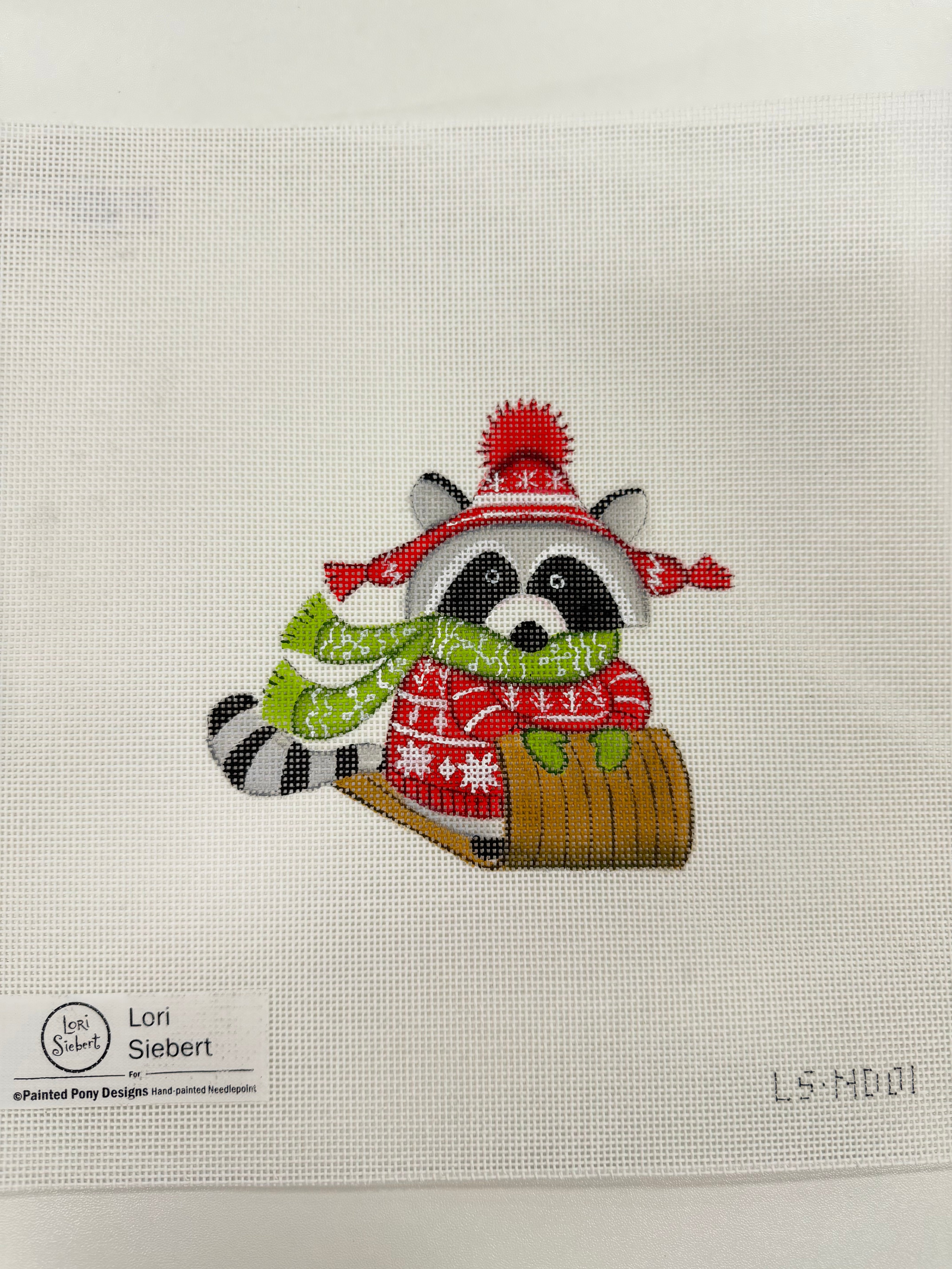 Raccoon on Sled Canvas