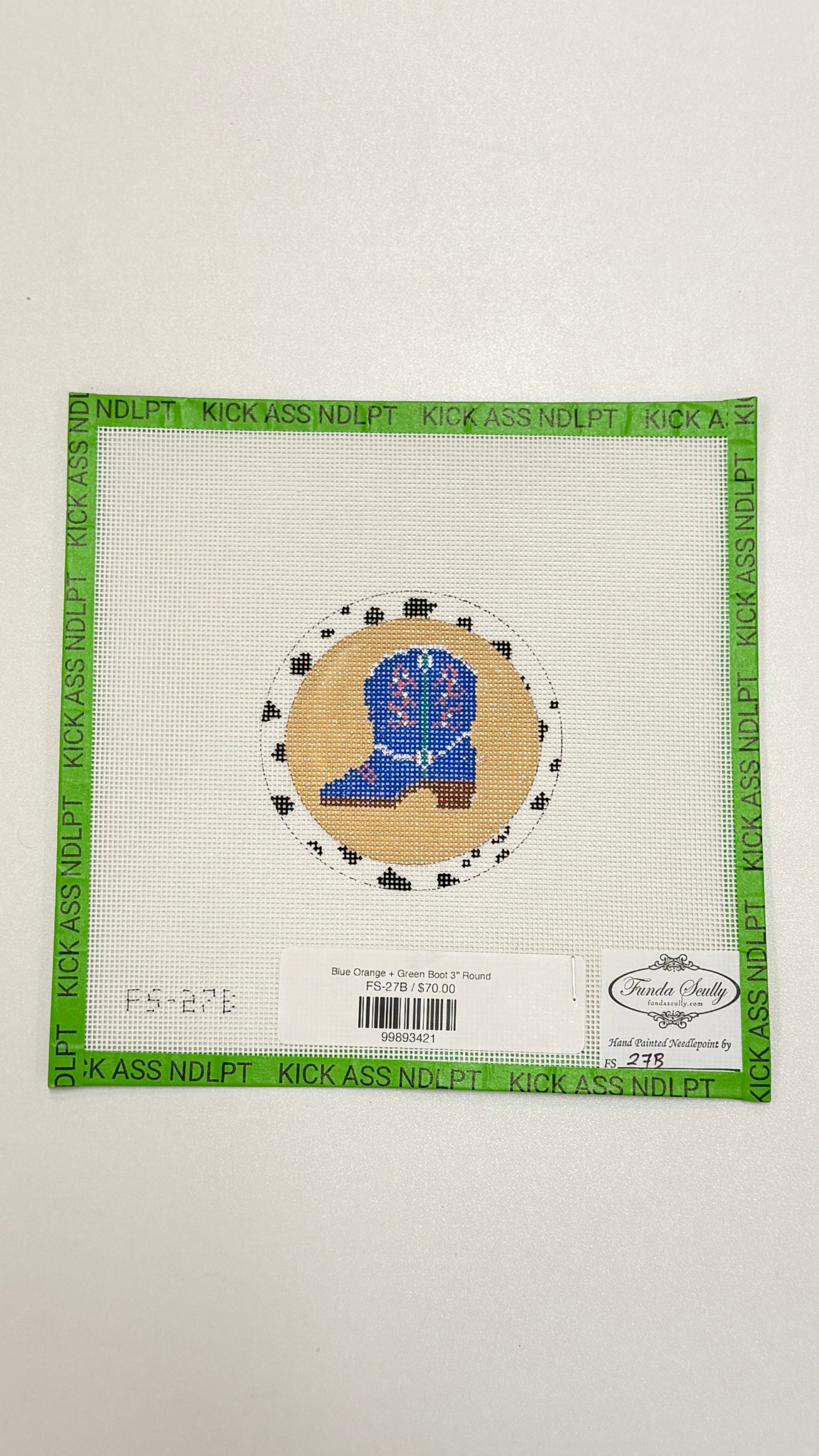 Blue Orange + Green Boot 3" Round