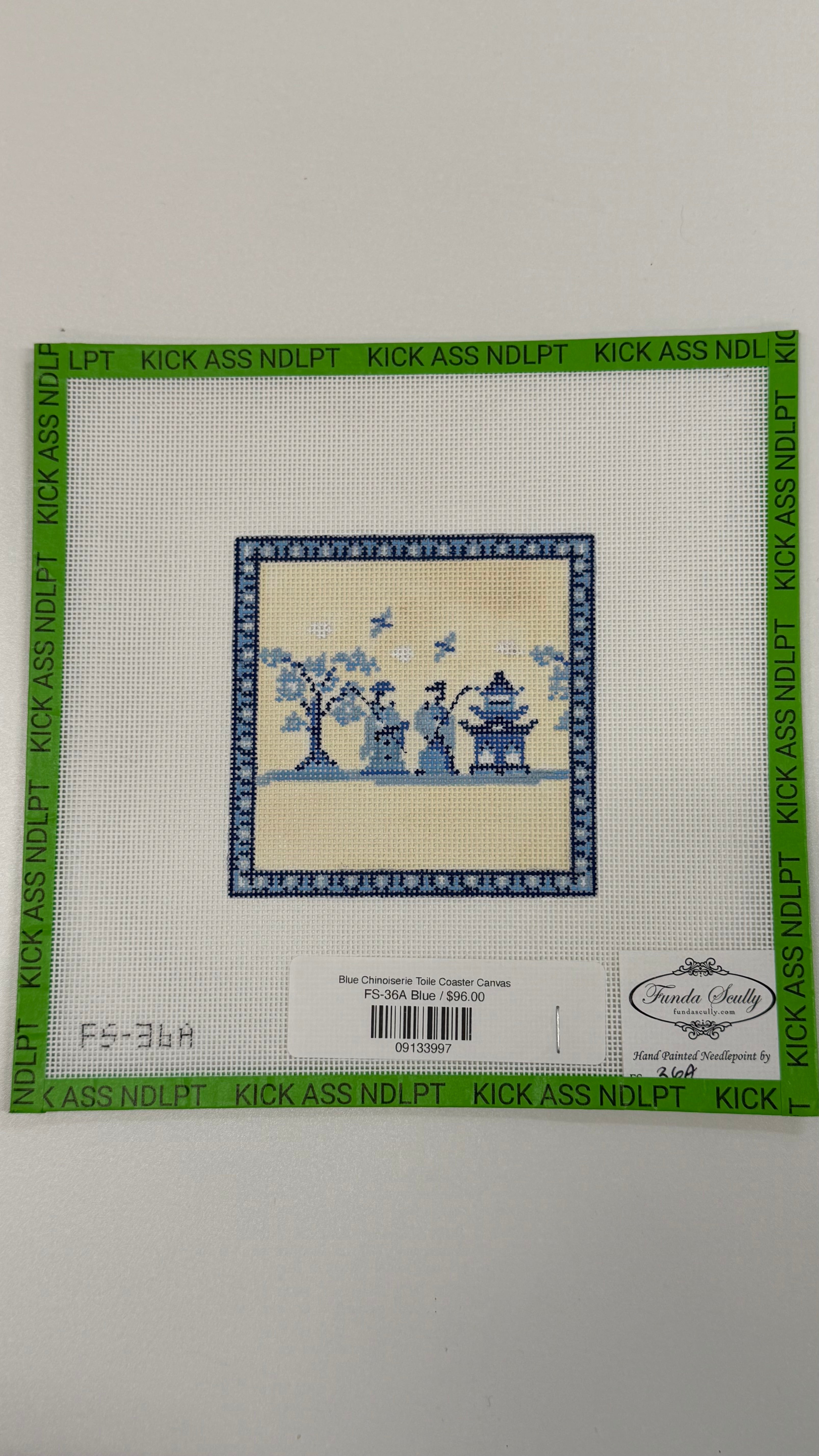 Blue Chinoiserie Toile Coaster Canvas