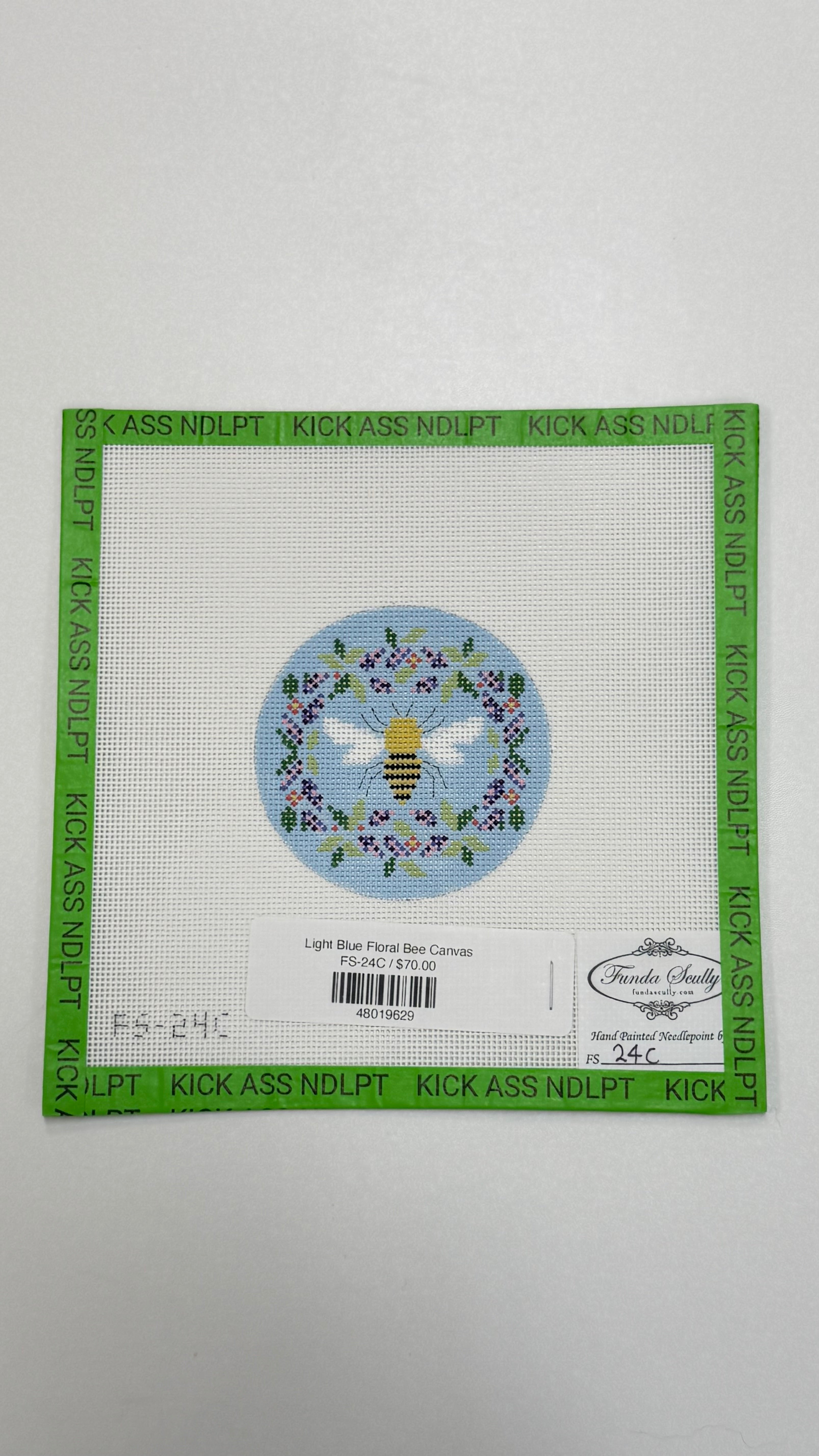 Light Blue Floral Bee Canvas