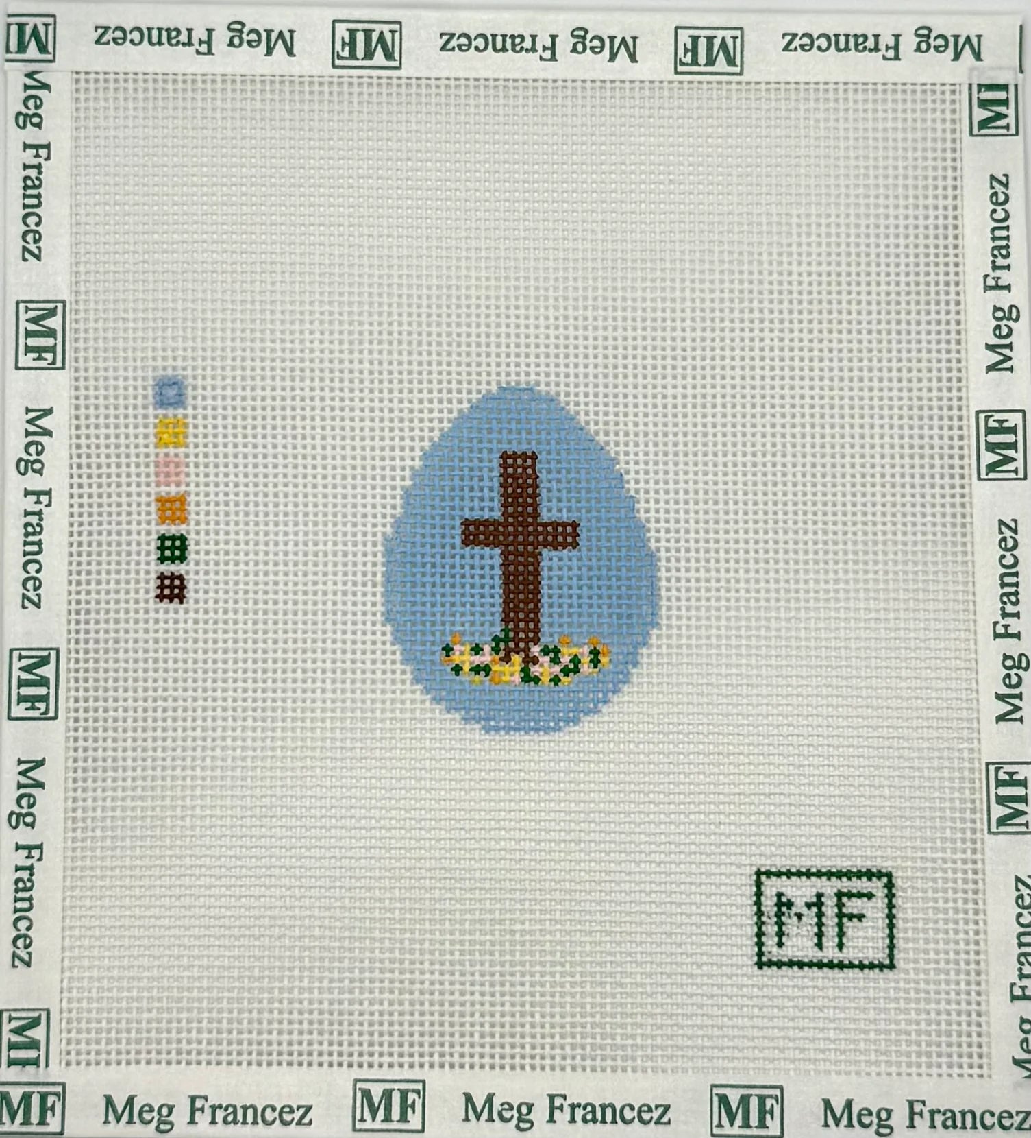 Cross with Flowers Egg Mini Canvas