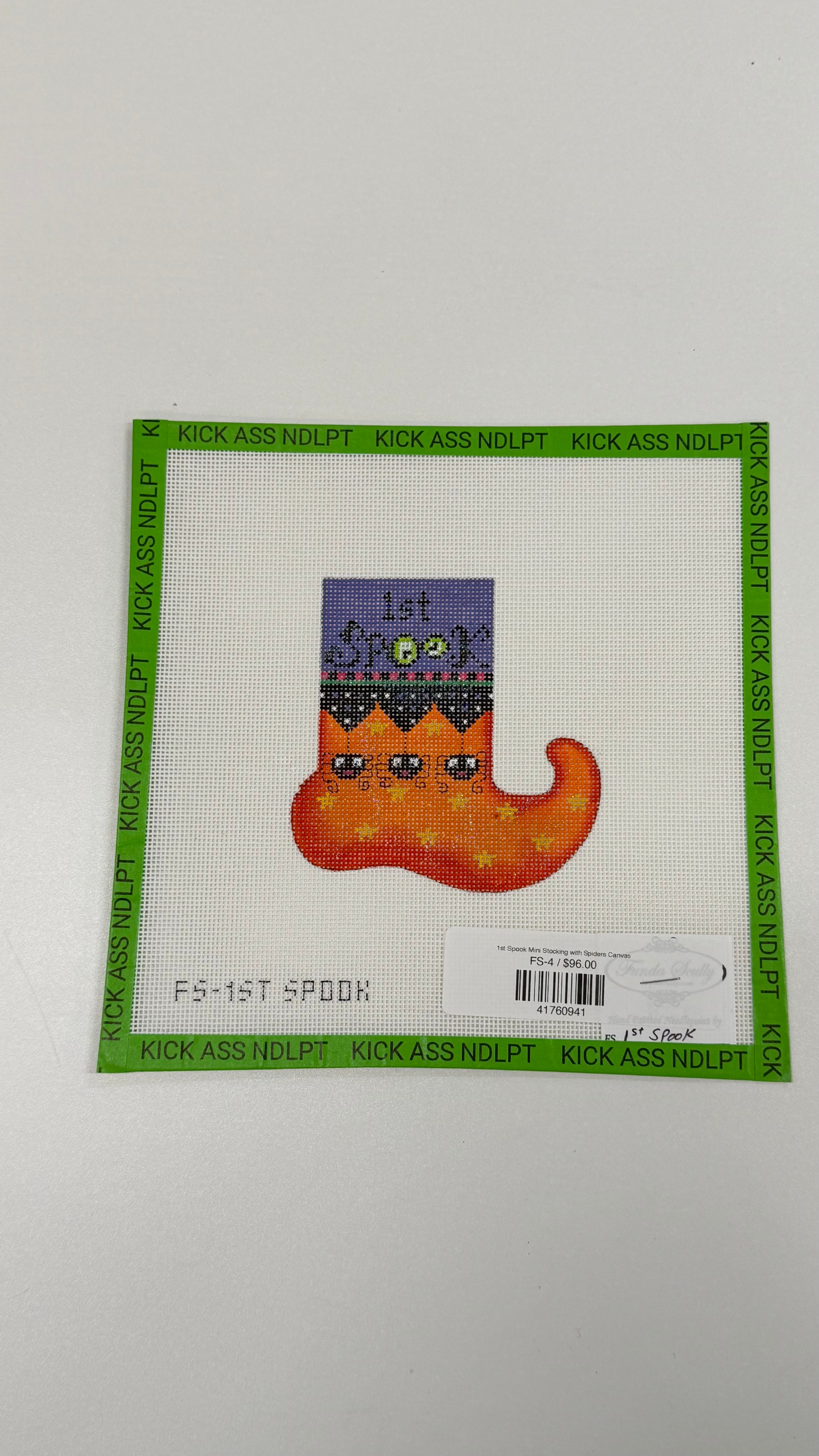 1st Spook Mini Stocking with Spiders Canvas