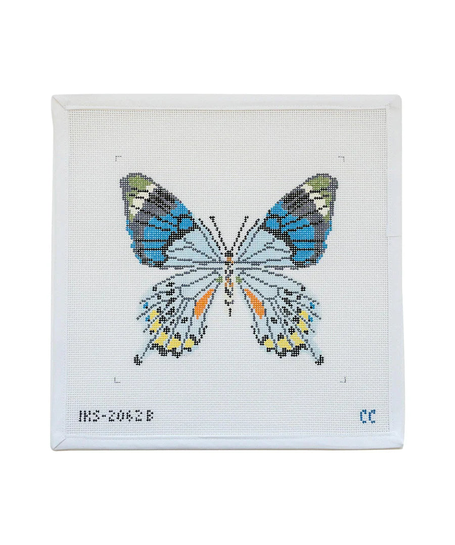 Blue Grey Butterfly Large Canvas