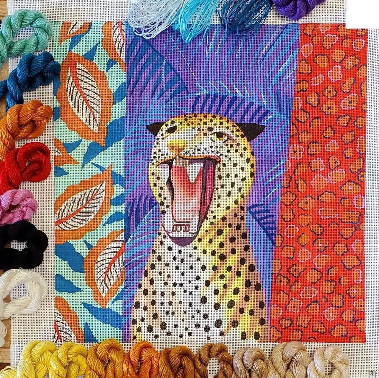 Open Mouth Leopard Large Canvas