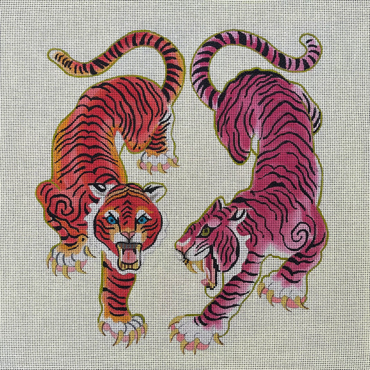 Pink + Orange Tiger Canvas 16x16 13M