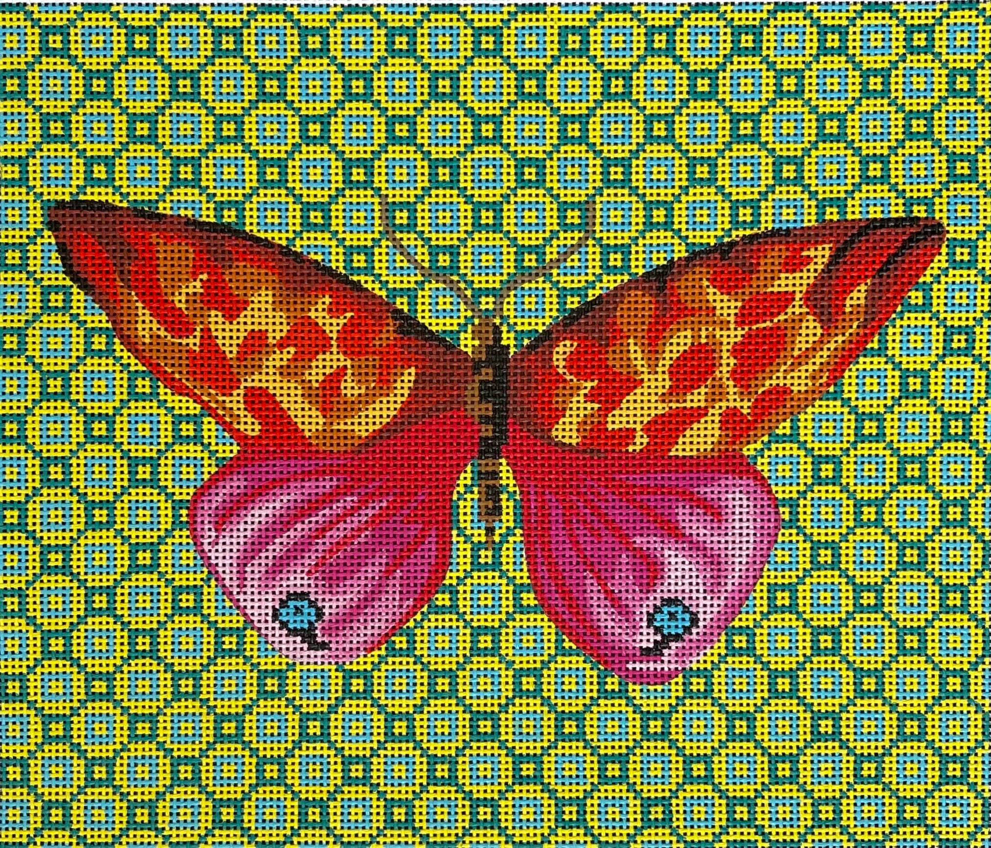 Green Background Butterfly Canvas