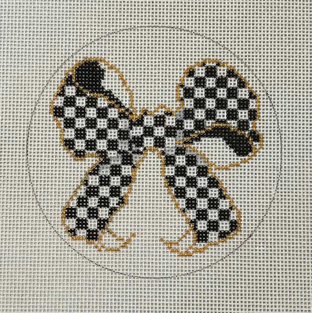 Mini Checkered Bow Needlepoint Canvas