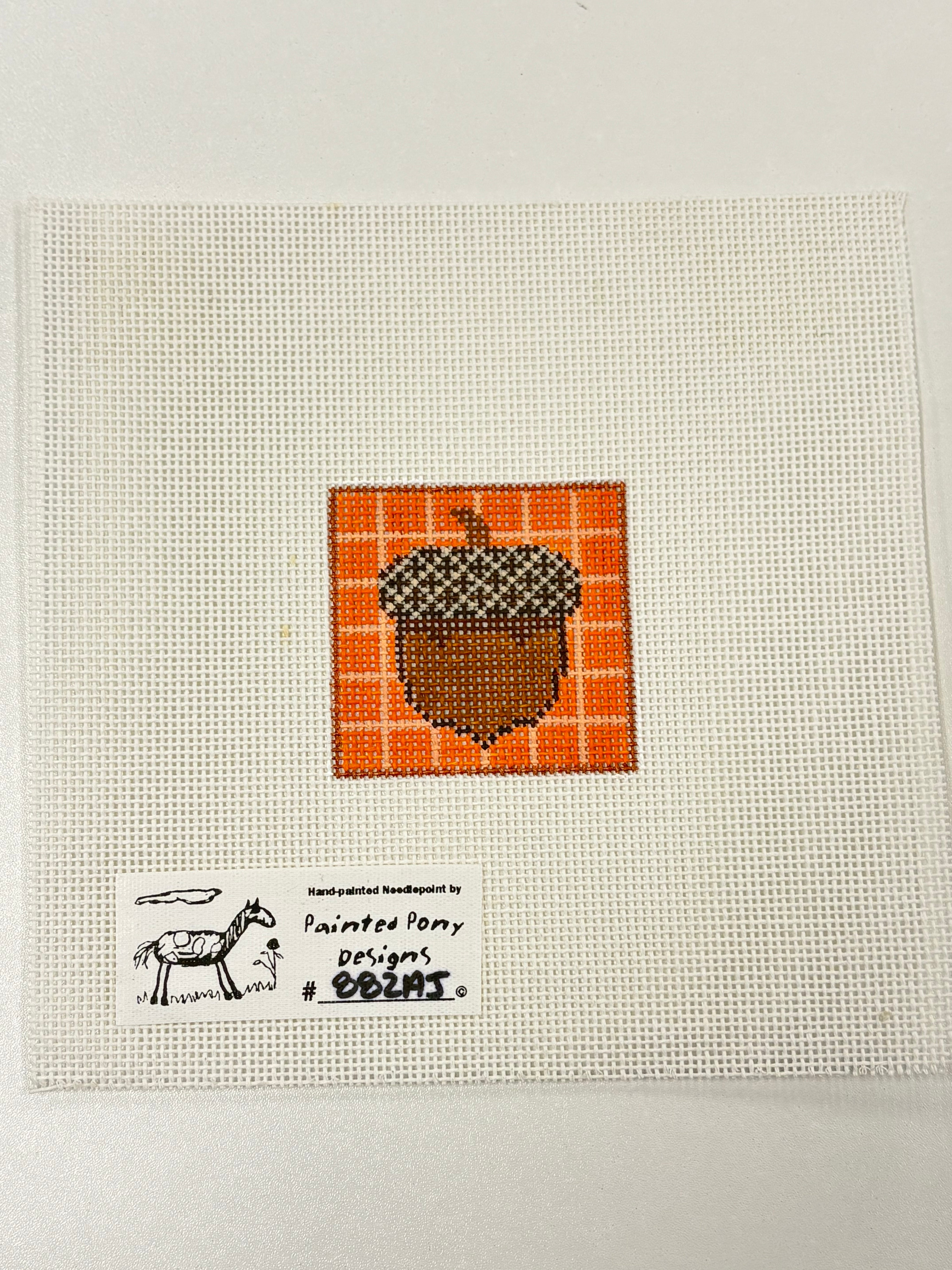 Mini Acorn with Orange Squares Canvas