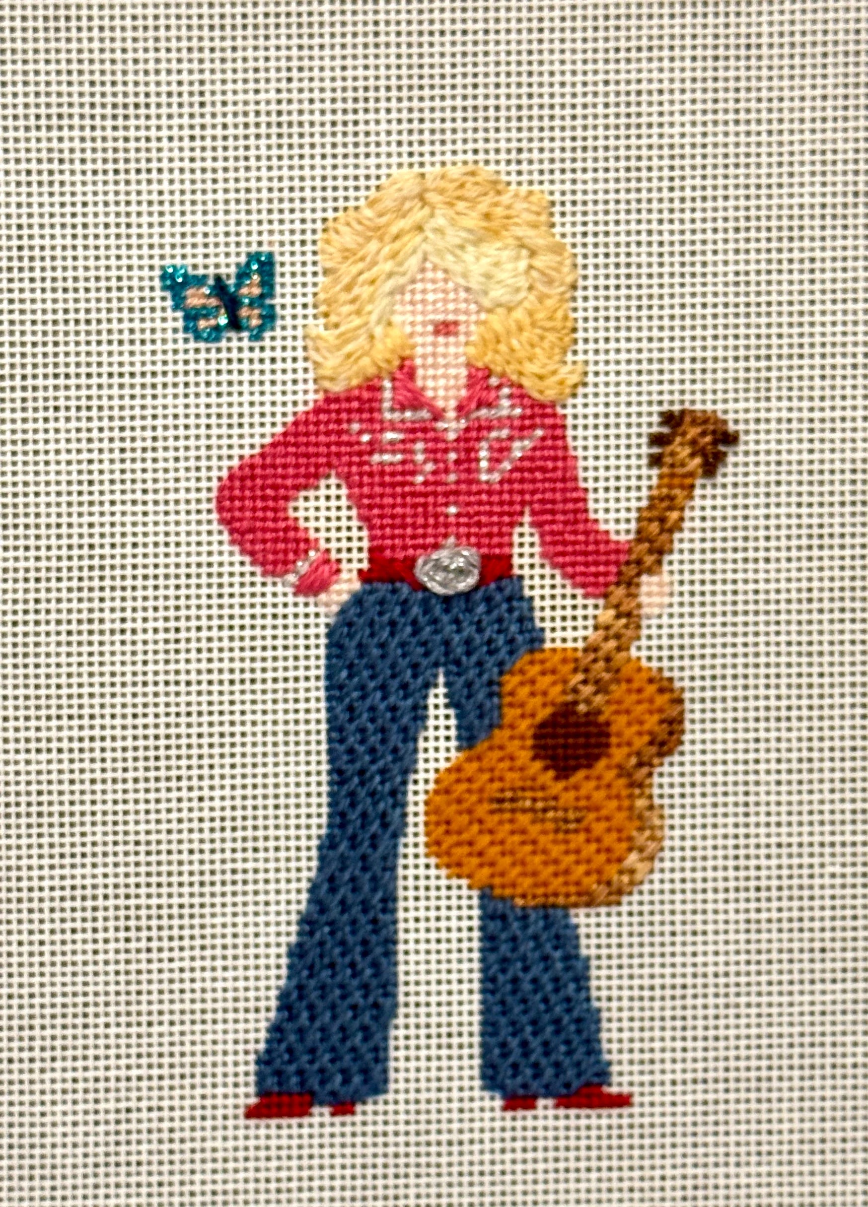 Dolly with Butterfly + Guitar Canvas