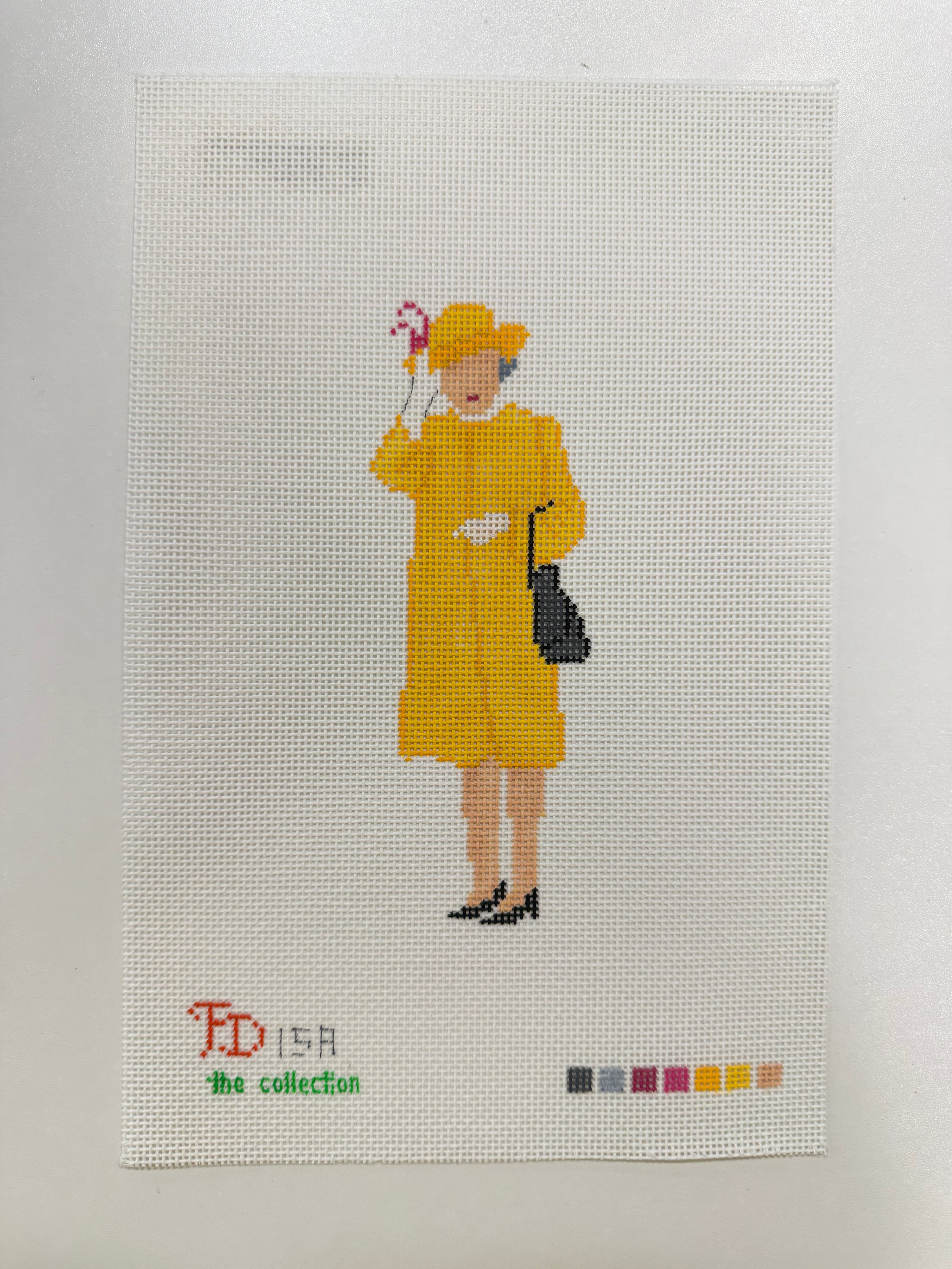 Queen Elizabeth Waving in Yellow Canvas