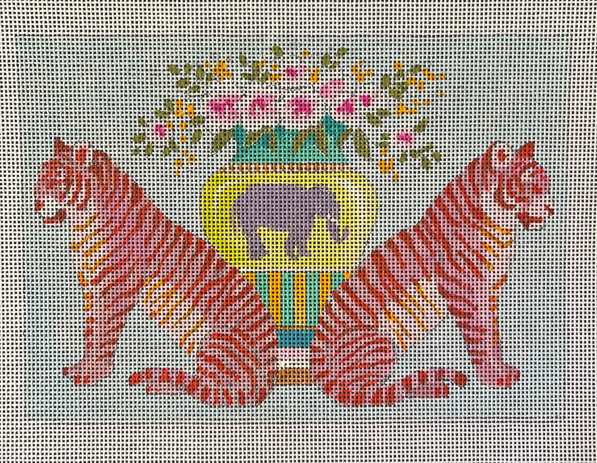 Pink Tigers with Vase Canvas