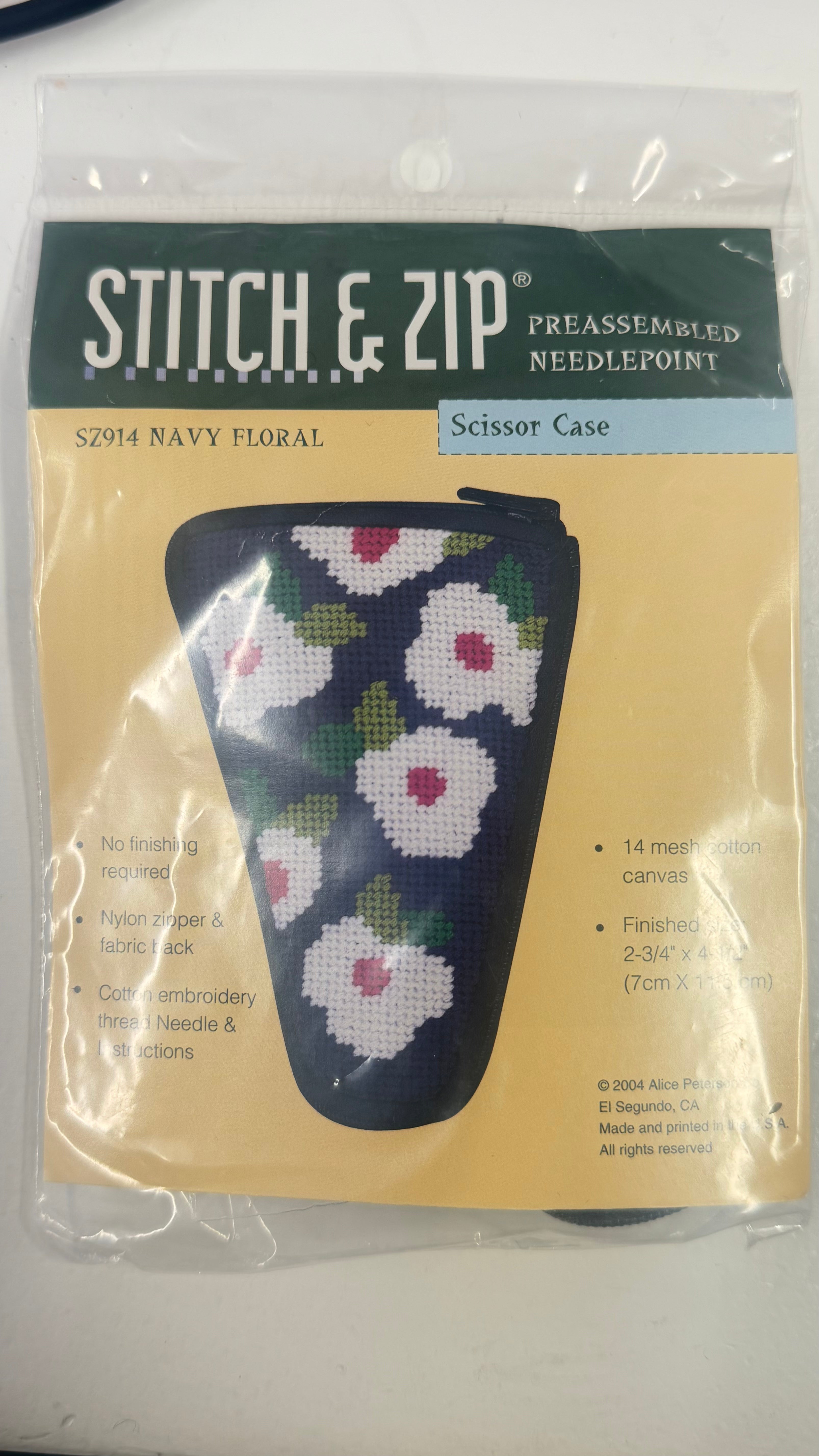 Navy Floral Stitch + Zip Scissors Case Kit
