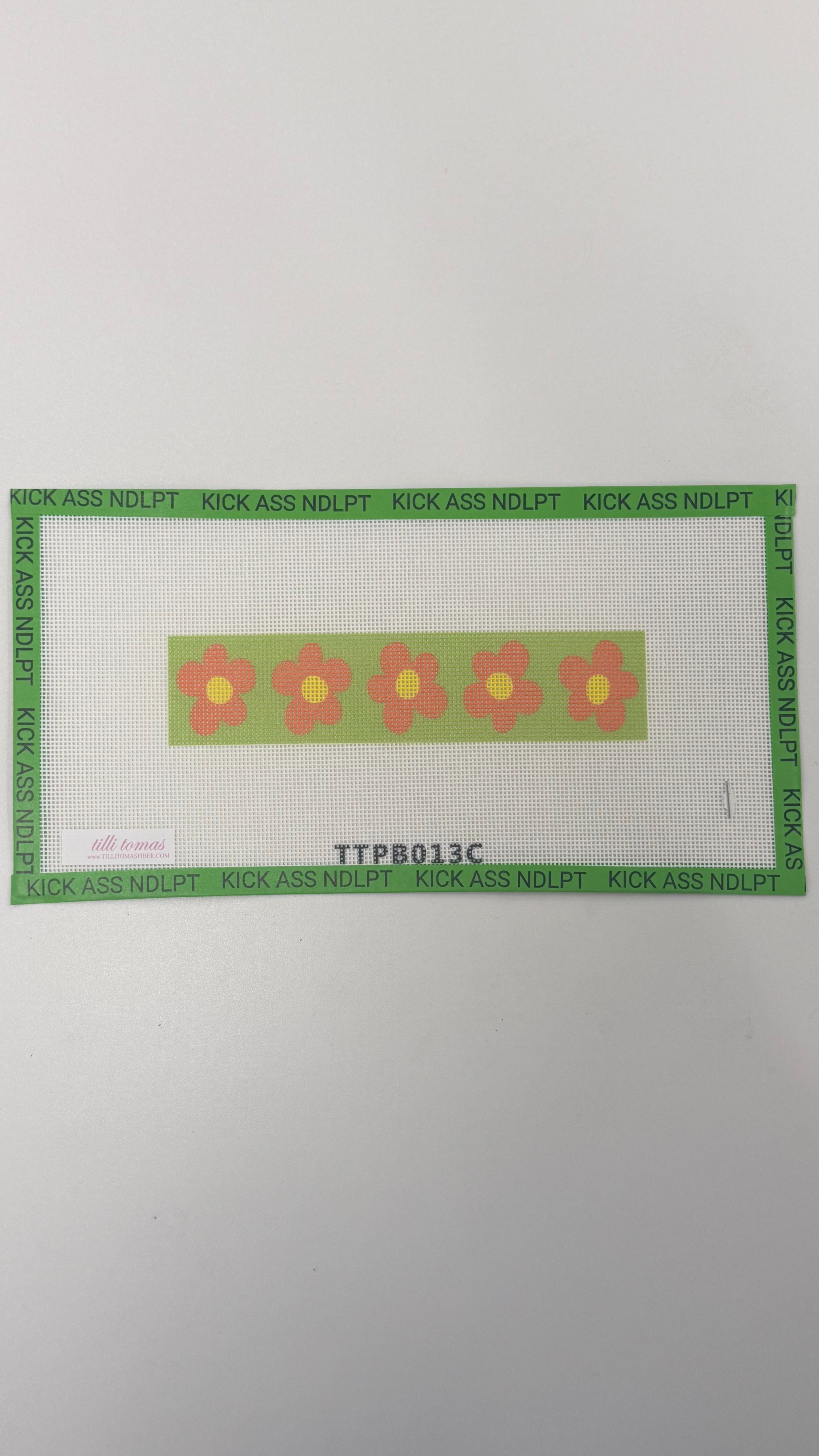 Orange Flowers w Lime Green Canvas