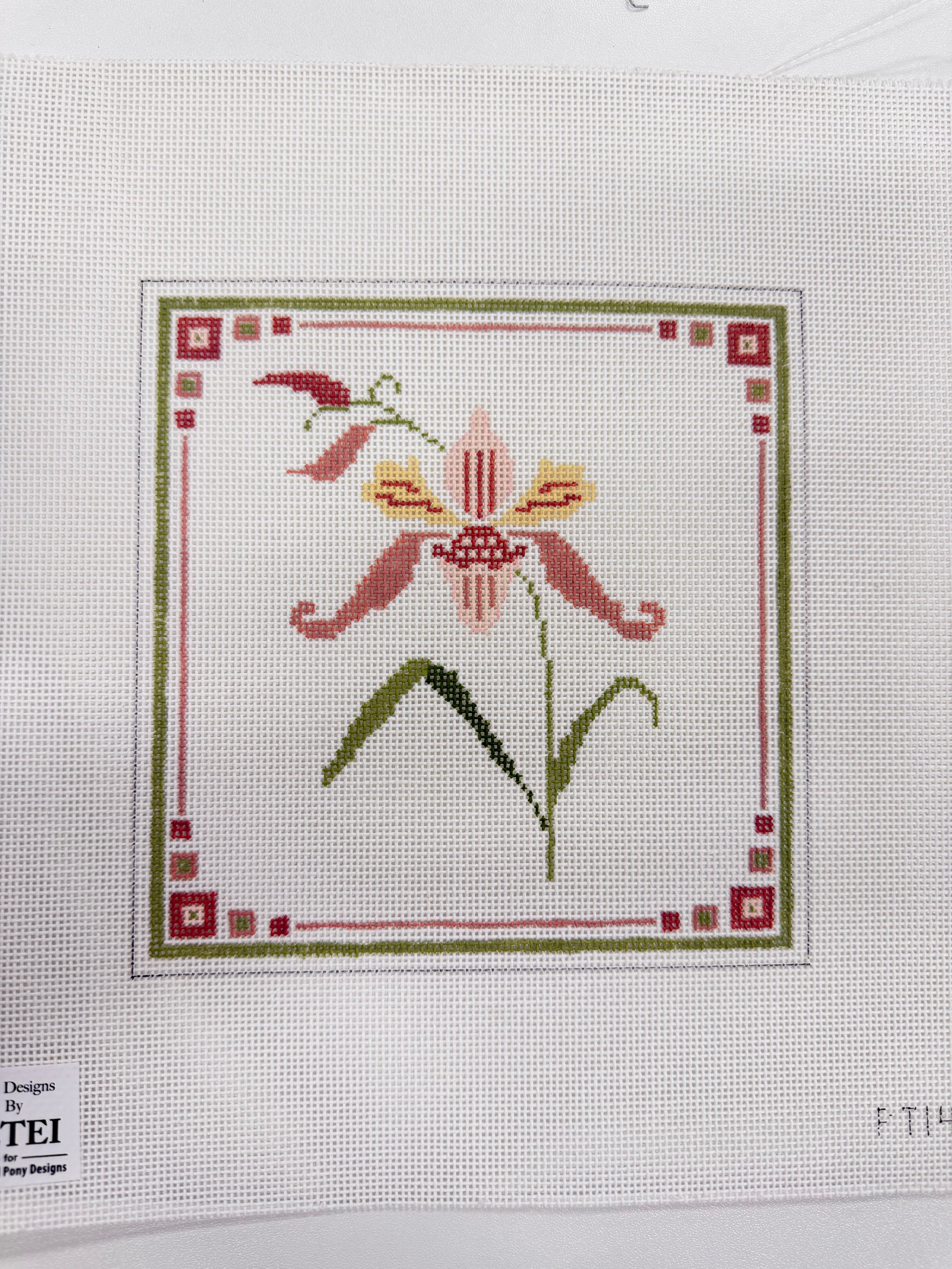 Pink and Green Flower Canvas