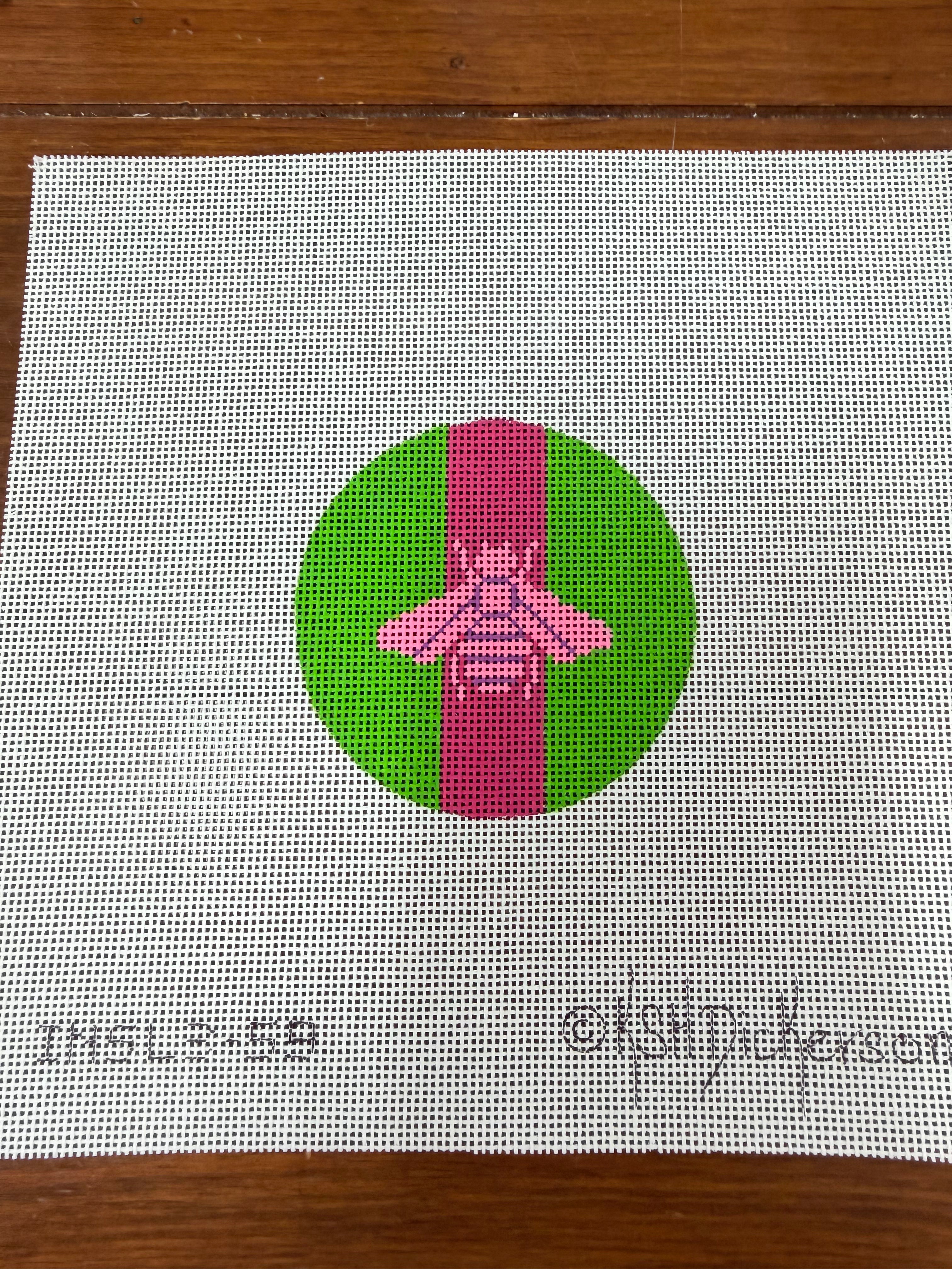 Neon Pink Bee with Pink Stripe Square Canvas