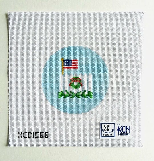 Flag and Picket Fence Round Canvas