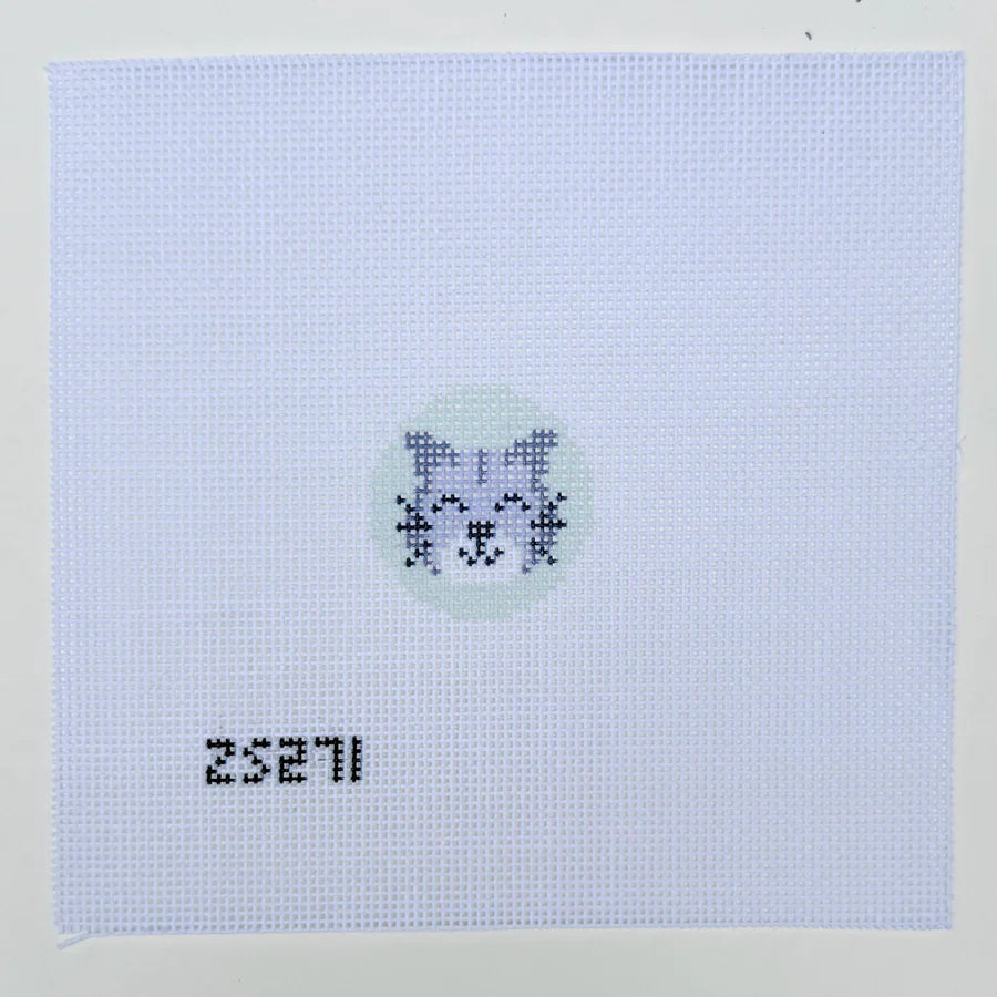 Grey Cat Key Fob Printed Canvas Canvas