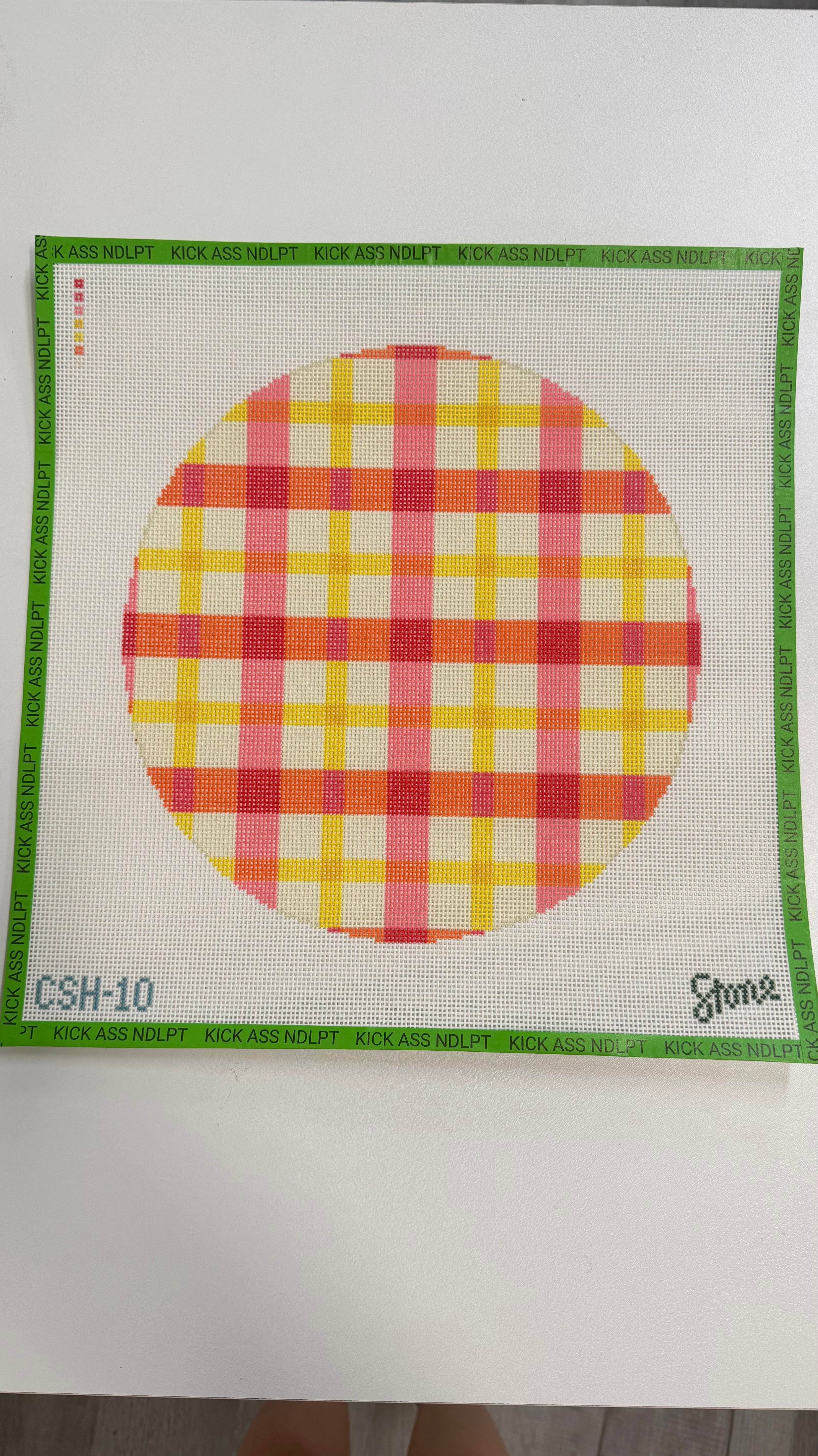 Pink Gingham Table Top Canvas