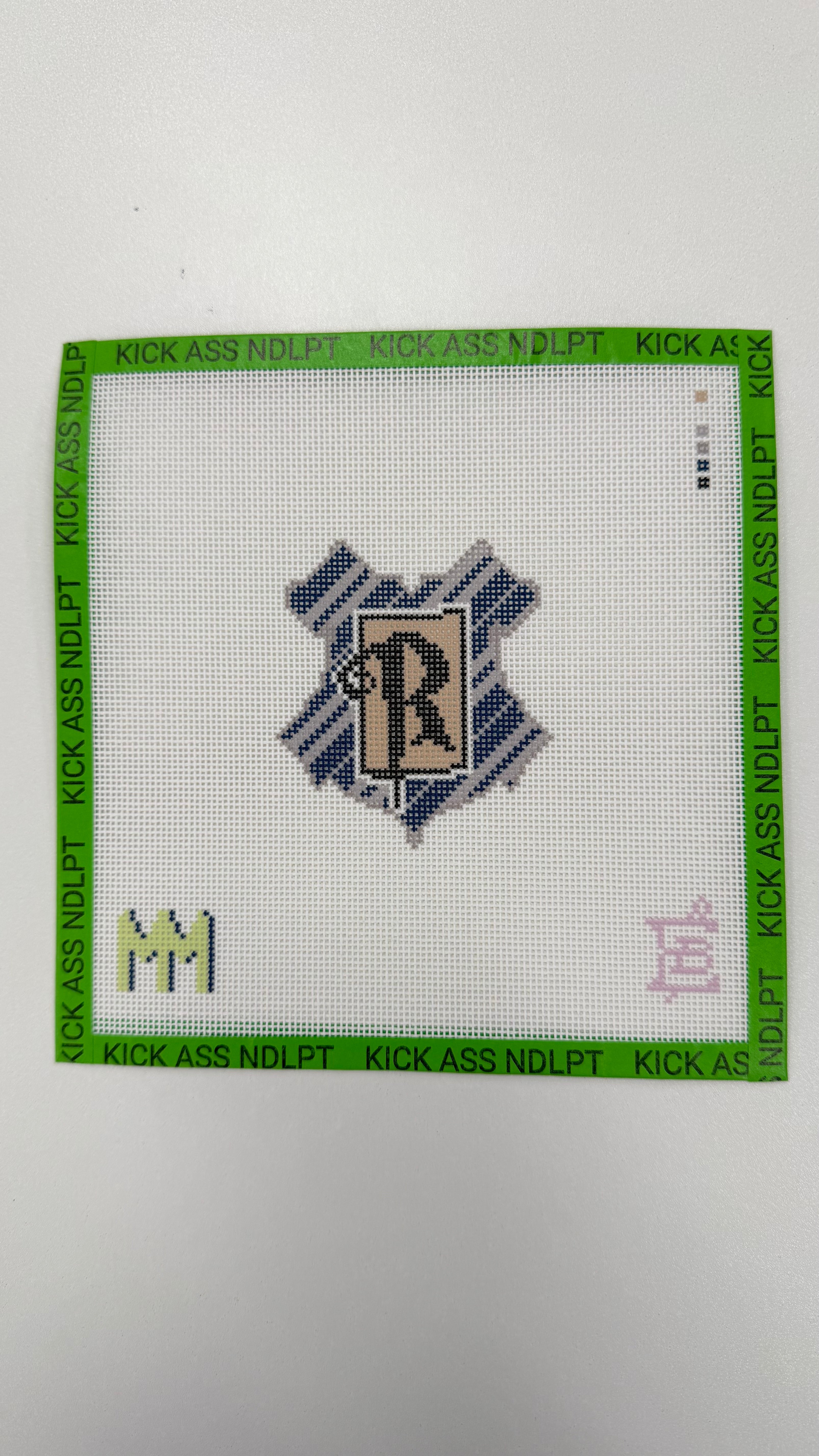 Blue and Silver Crest Canvas