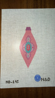 Mid Century Mod Ornament - Long Pink & Purple Canvas