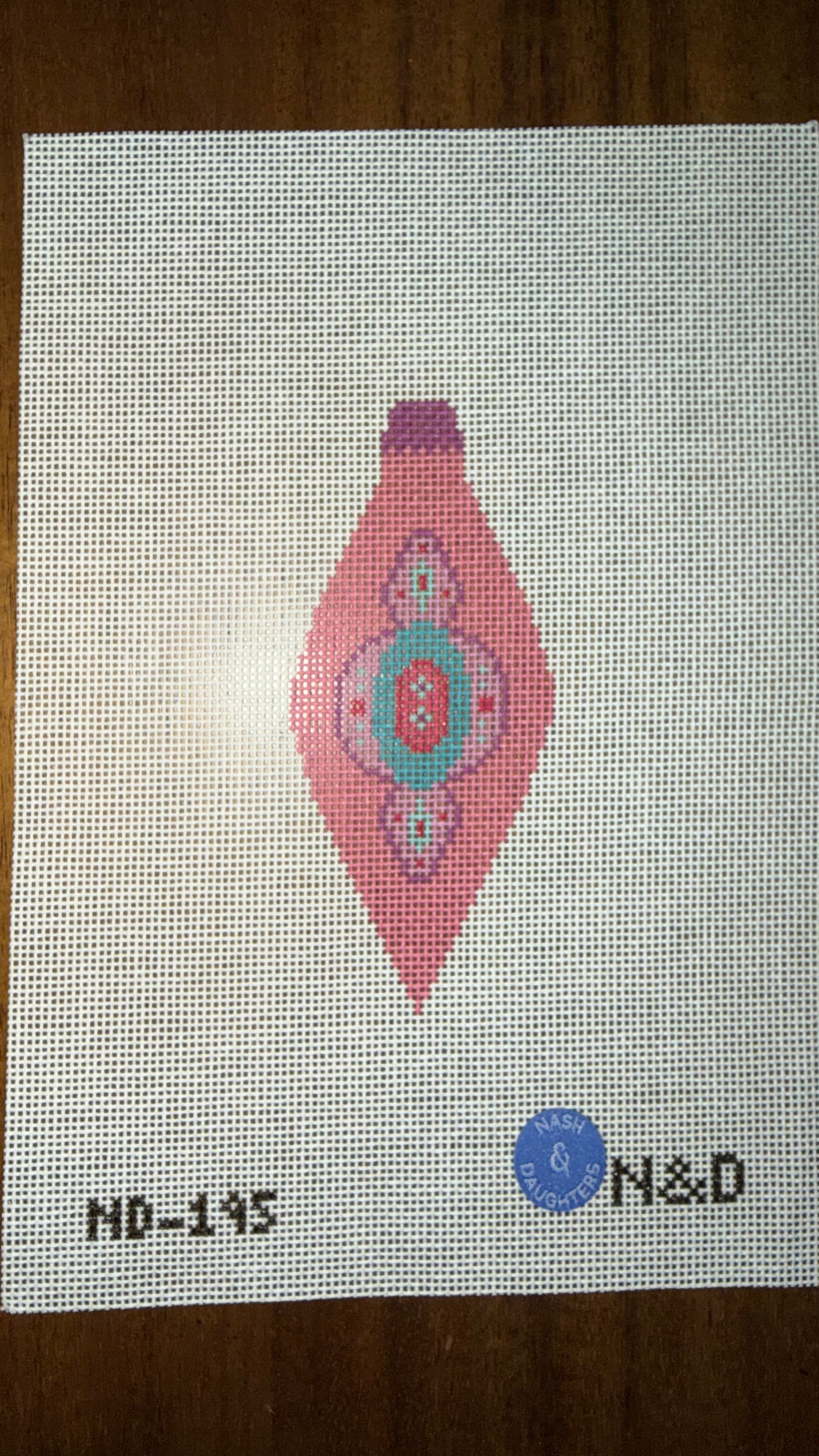 Mid Century Mod Ornament - Long Pink & Purple Canvas