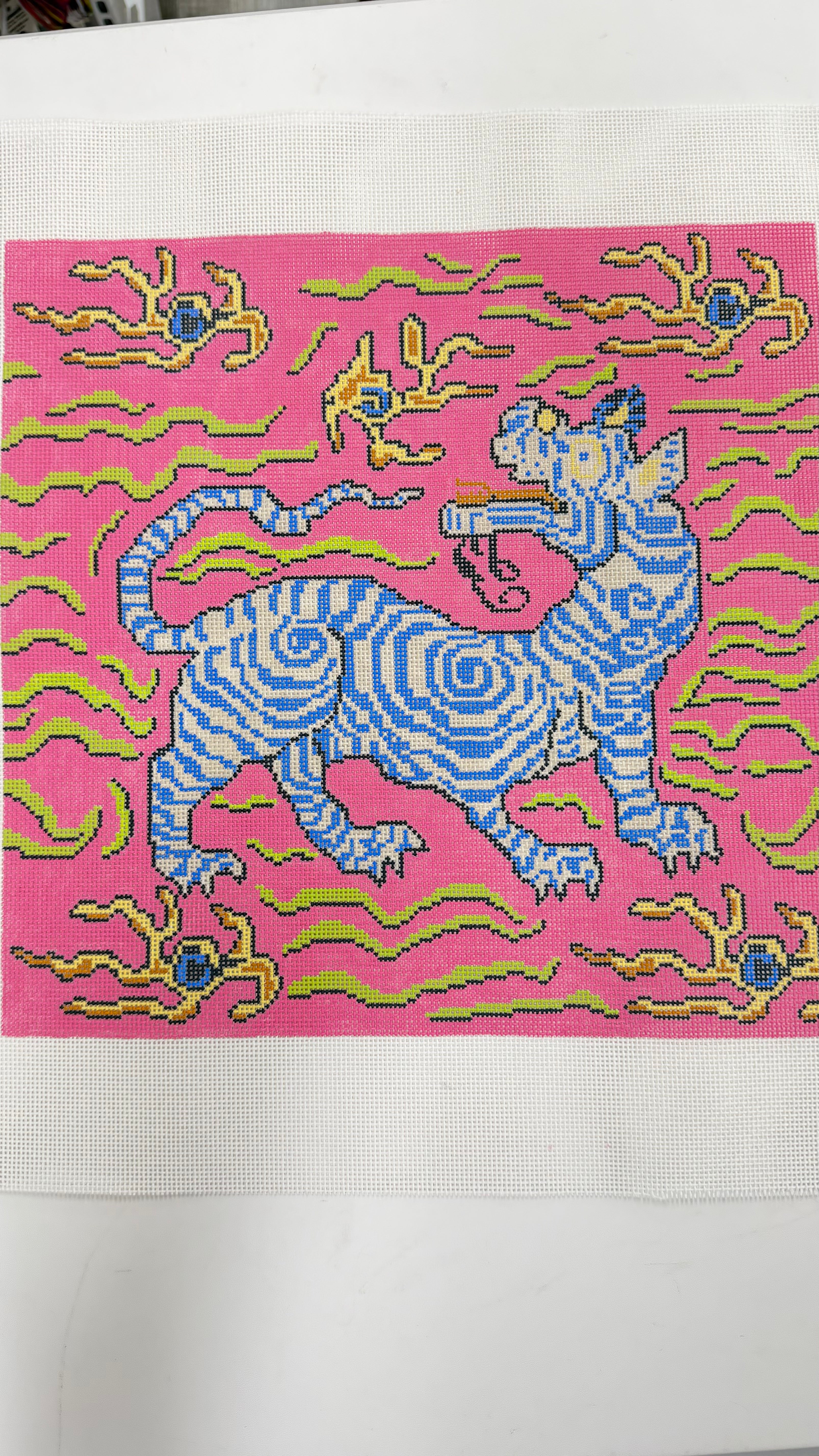 Clarence House Pink Tibetan Tiger Canvas