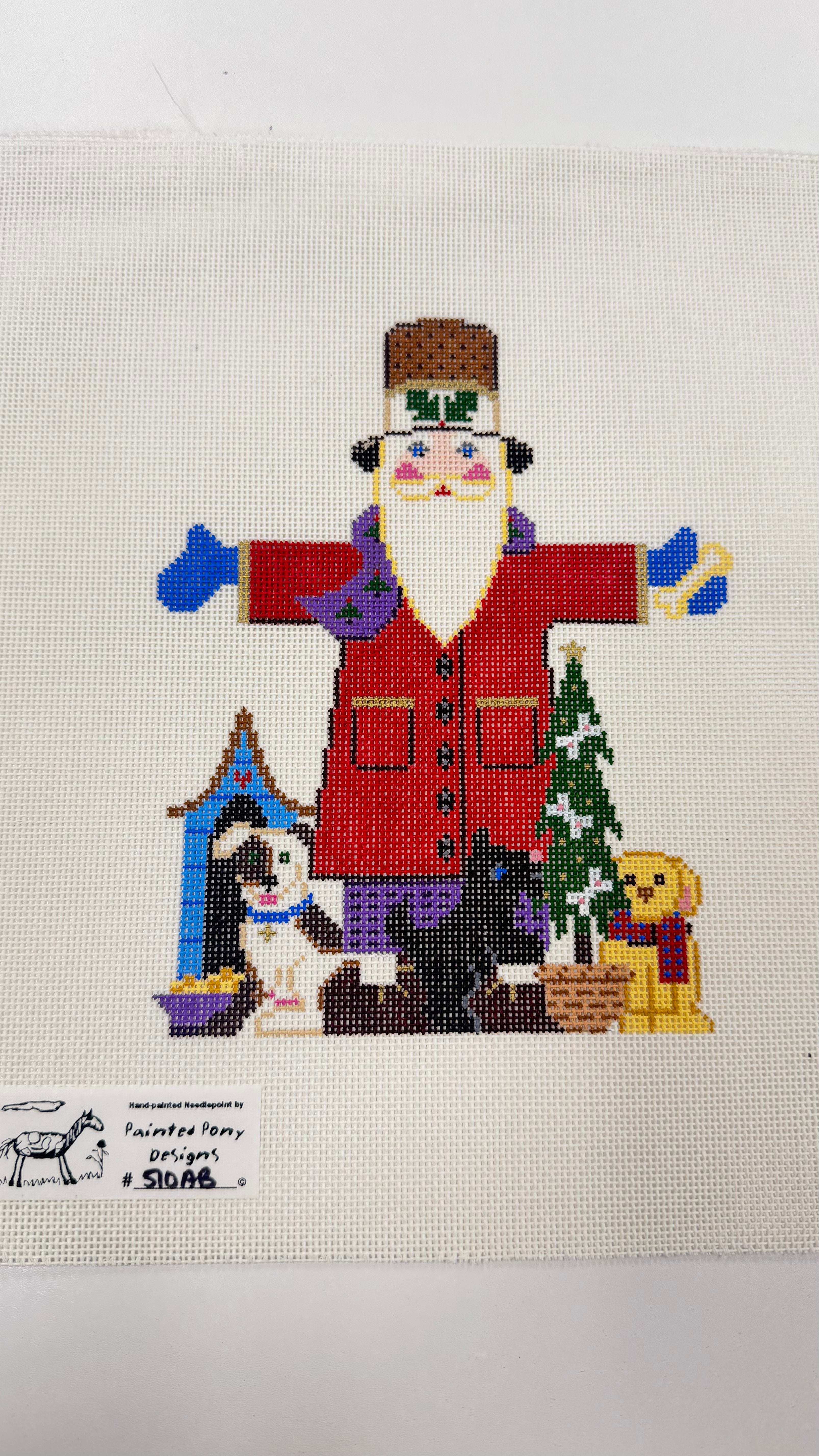 Santa with 3 Dogs Canvas