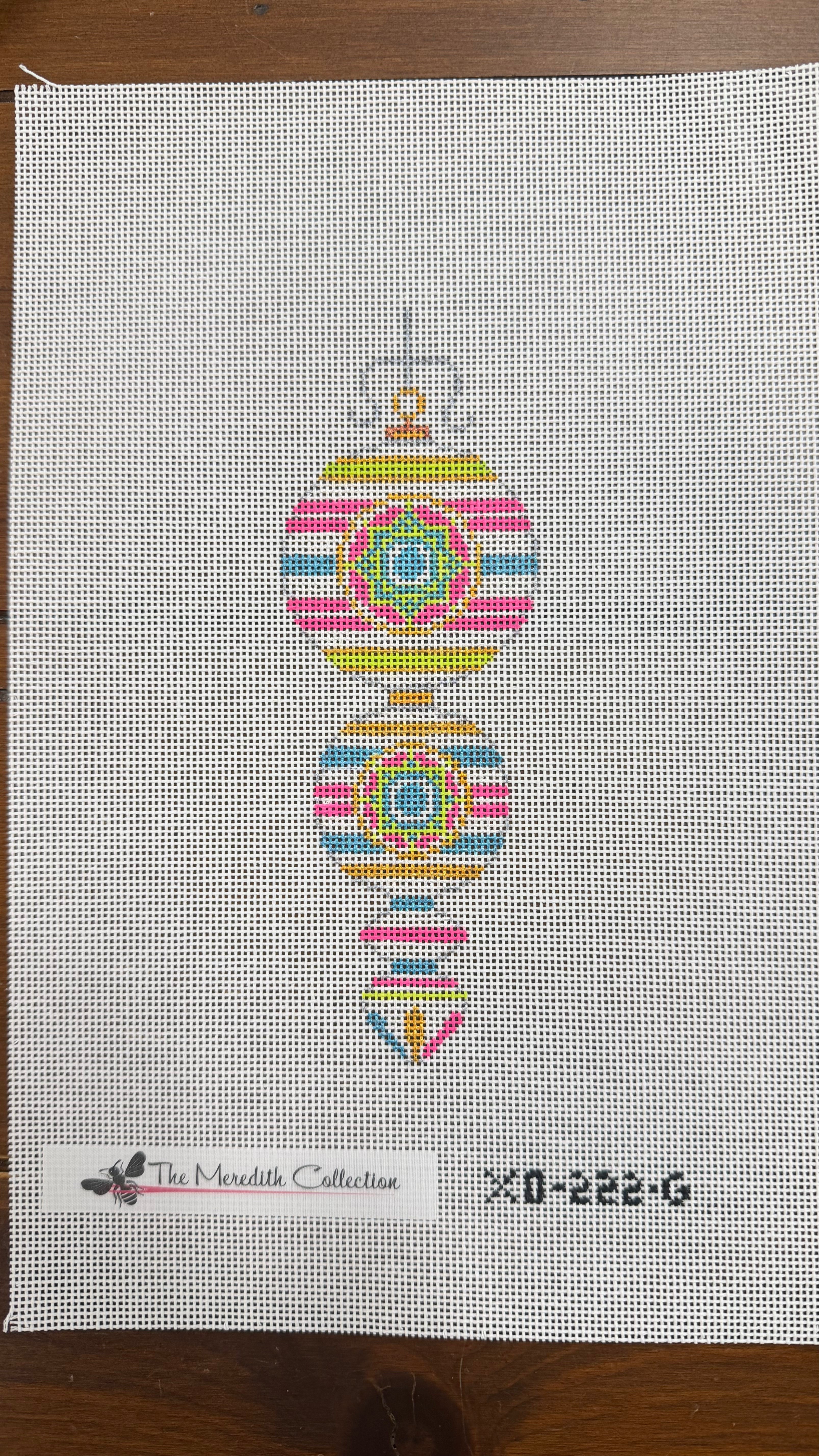 Pink, Teal, Green Vintage Ornament Canvas