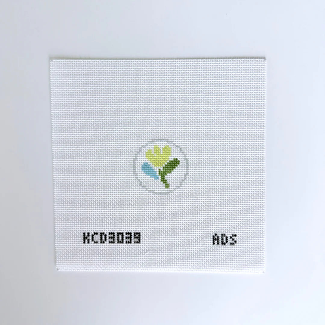 Mini Blue + Green Flower Canvas