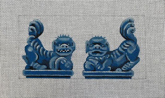 Blue Foo Dogs Canvas