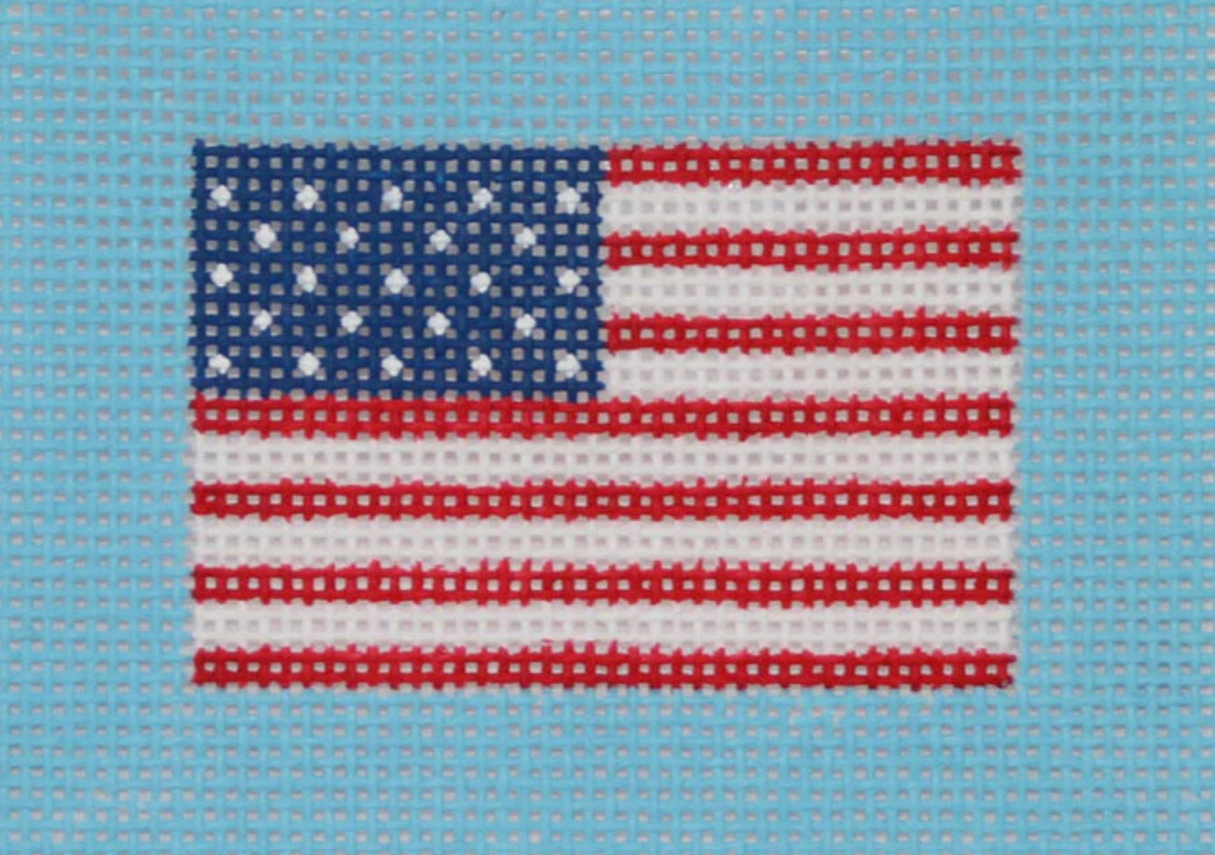 American Flag On Sky Insert Needlepoint Canvas