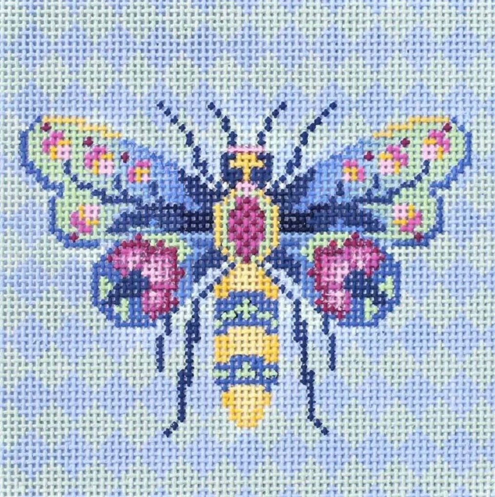 Garden Bee In Blues & Greens Canvas