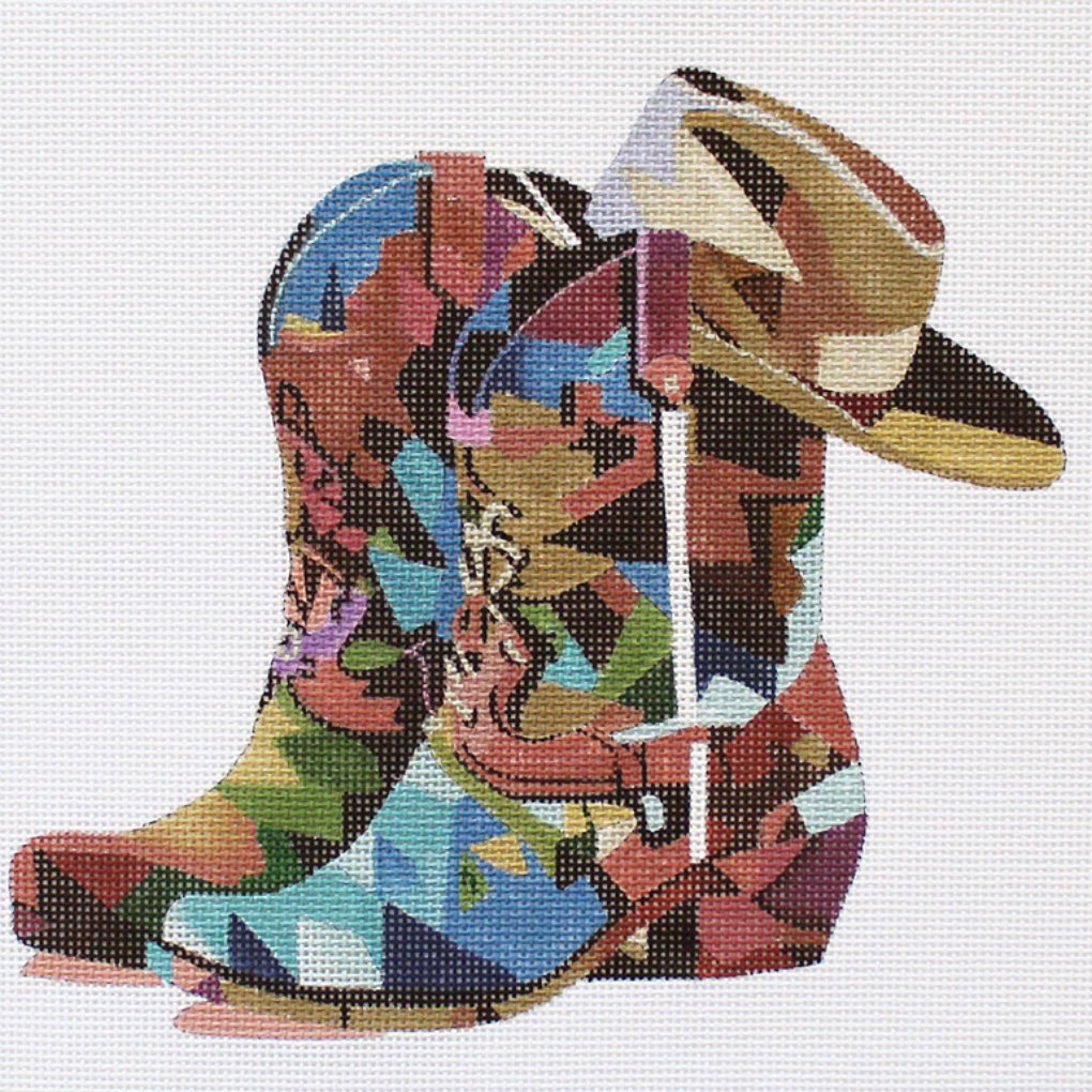 Cowboy Boots & Hat Canvas