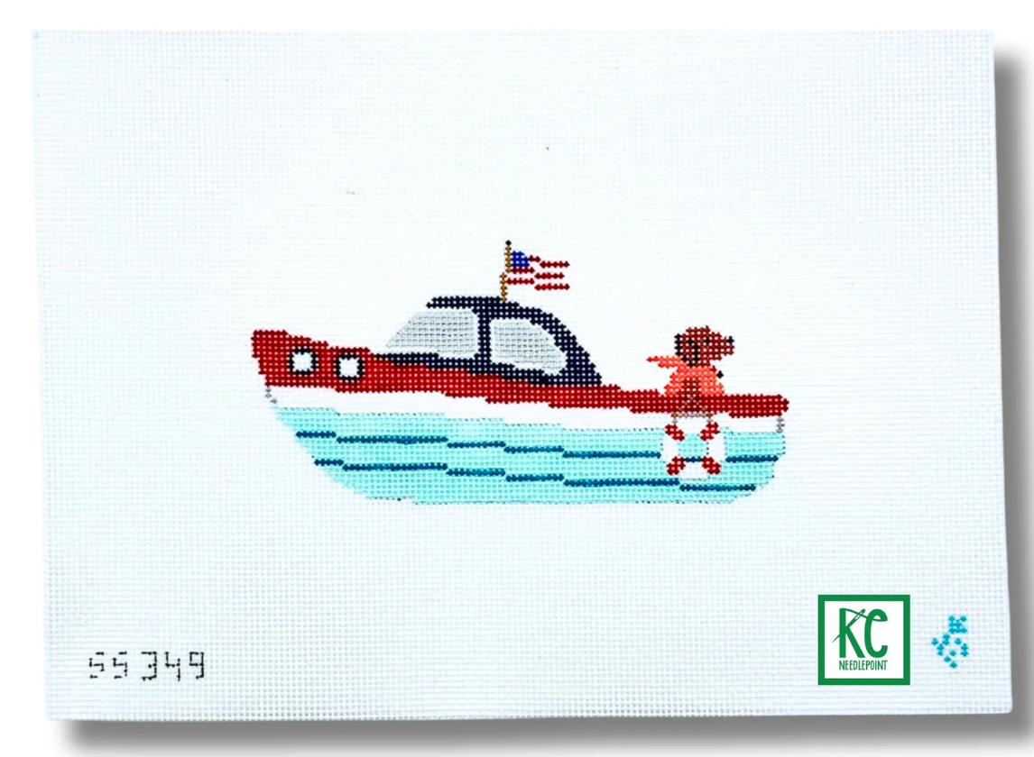 Chocolate Lab in Speedboat Canvas